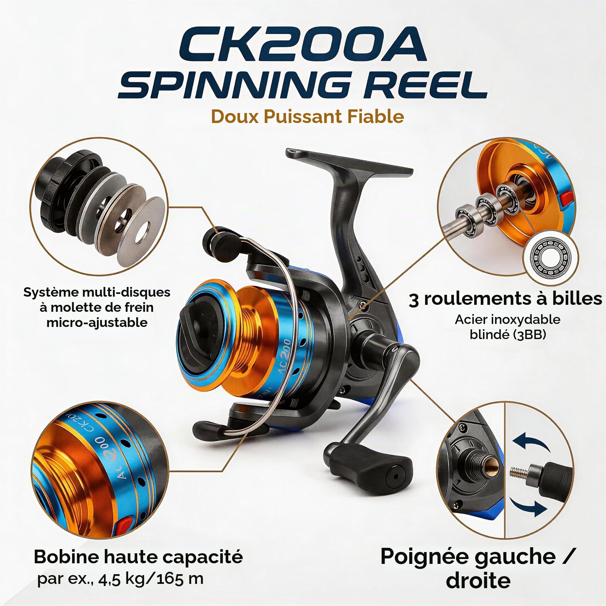 Kit de canne à pêche télescopique avec moulinet, canne à pêche en fibre de verre, kit de pêche complet avec ligne de pêche, appât et sac de transport, kit de pêche portable de voyage pour eau douce et