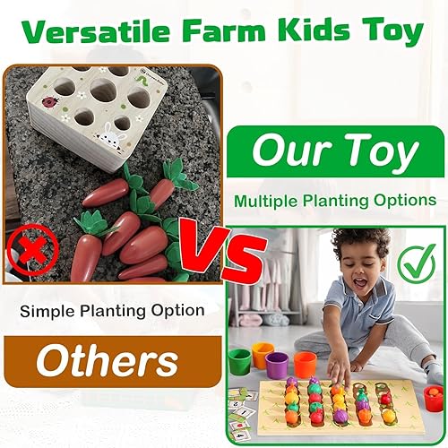 Miniatura 6 de Montessori - Juguete de granja de frutas y verduras, juguete educativo de aprendizaje preescolar para niños a partir de 3 años, regalo de