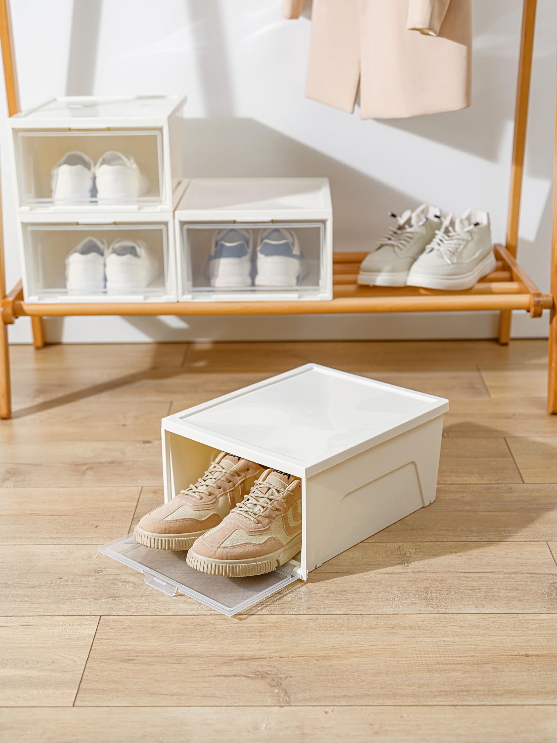 Scatole Scarpe Trasparenti Impilabili 16L - Confezione Da 6, Organizzatore Armadio, Anti-Polvere, Sotto Letto - Foto 8