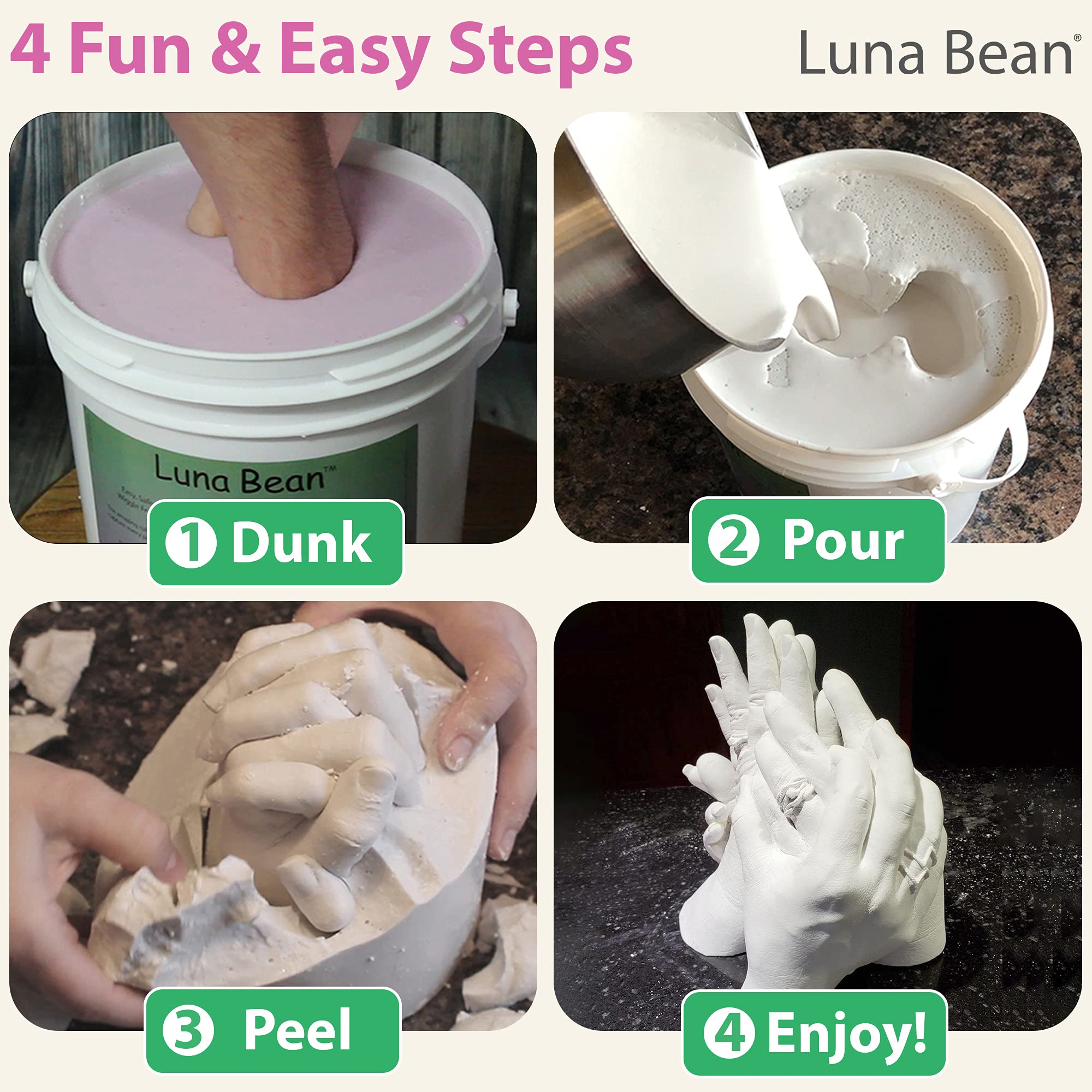 Luna Bean Keepsake Hands Casting KIT Family Hand Molding Clasped