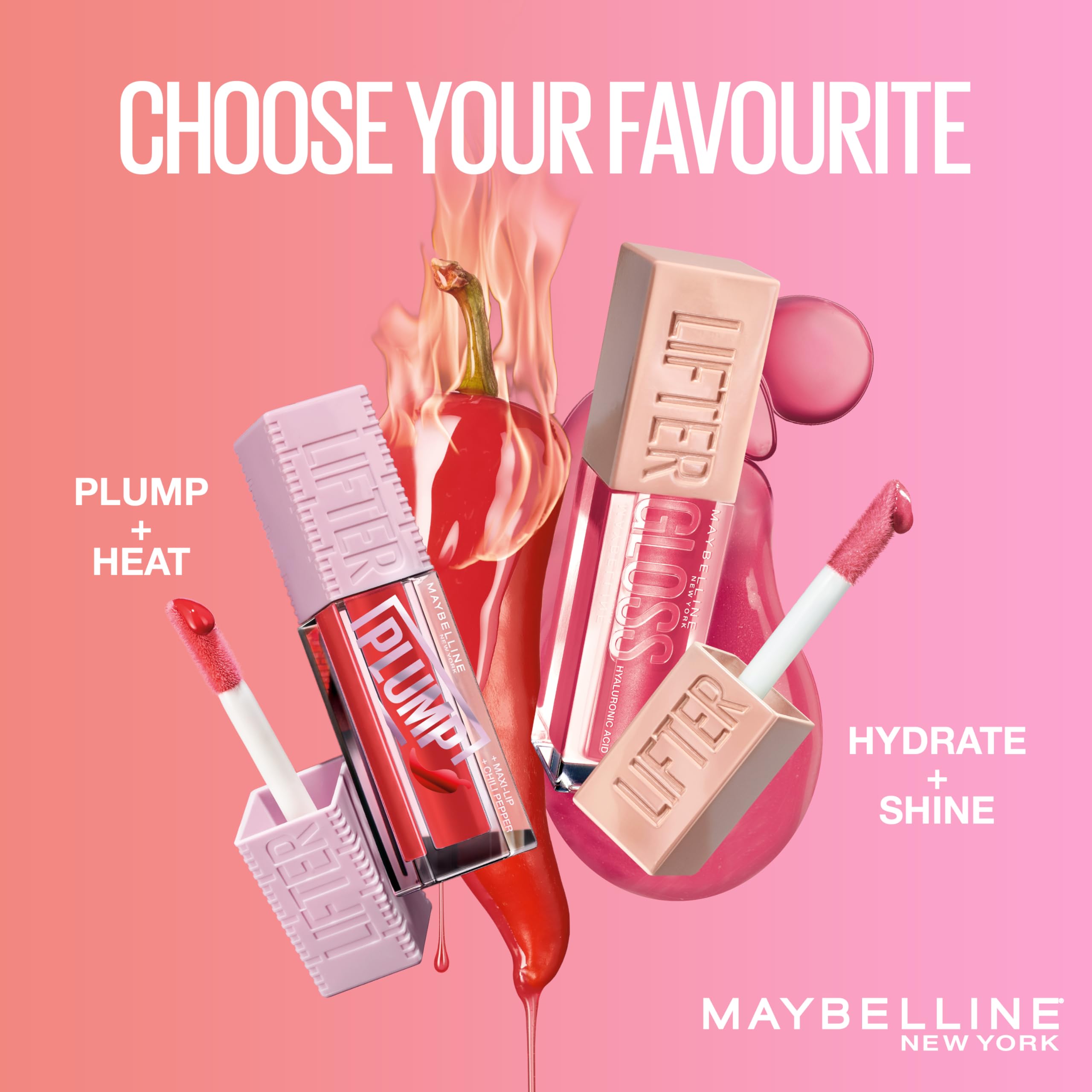 Maybelline New York Lifter Plump 001 Blush Blaze, błyszczyk powiększający usta, 5,4 ml