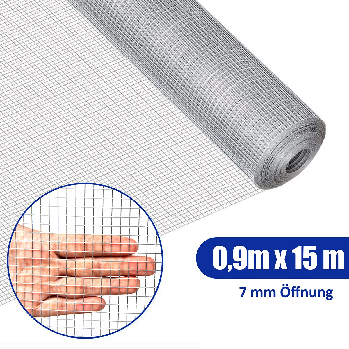 GOPLUS siatka do woliery, siatka przeciw norom z żelaza, siatka przeciw kretom, 7x7mm, ocynkowana i galwanizowana, ogrodzenie dla królika, norek, ptaków i innych małych zwierząt (0,9 m × 15 m)
