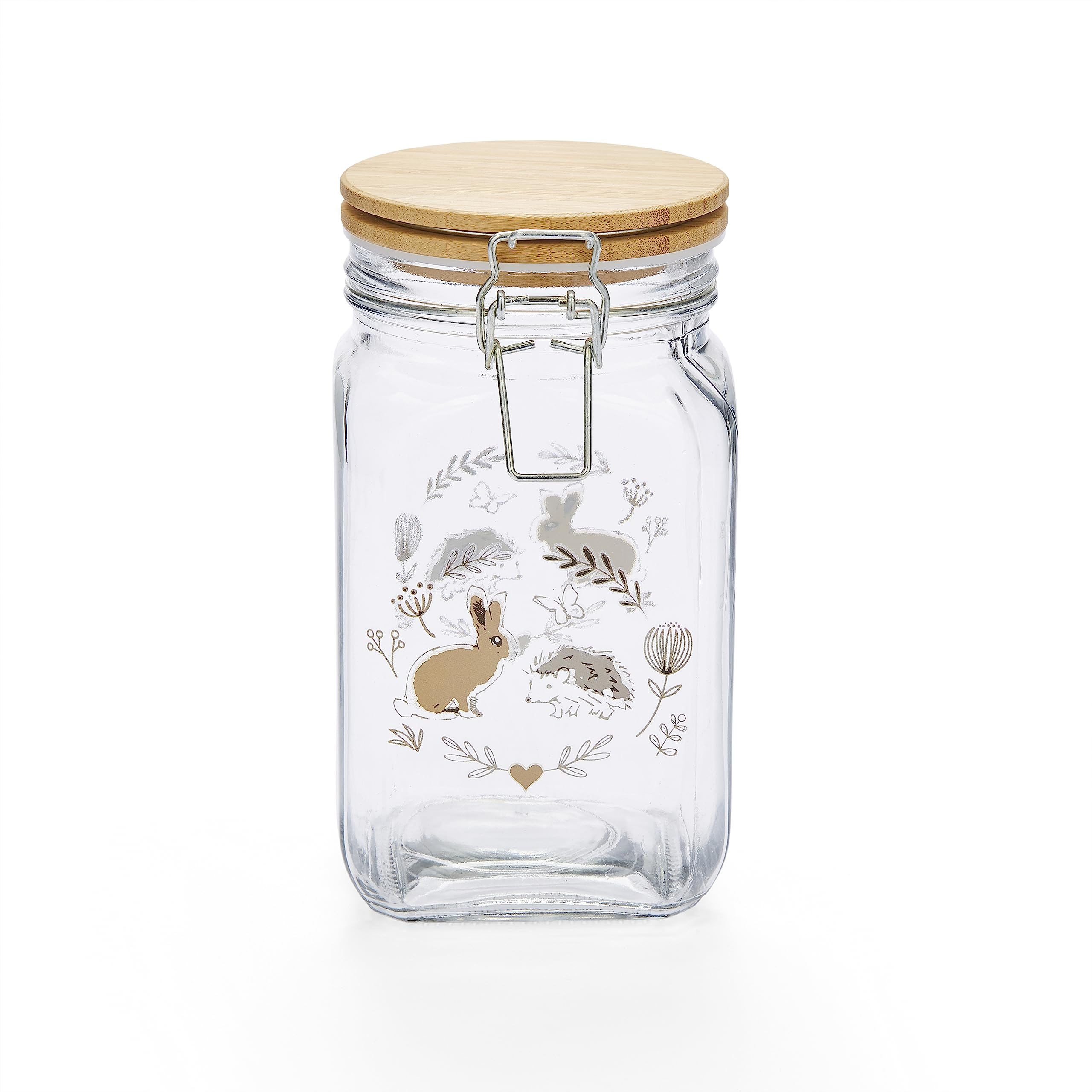 Cooksmart British Designed Glass Storage Jars With Clip Lid | Glass Storage Jars For Kitchen With Modern Designs | Spaghetti Storage Jar or Pasta Containers - Country Animals