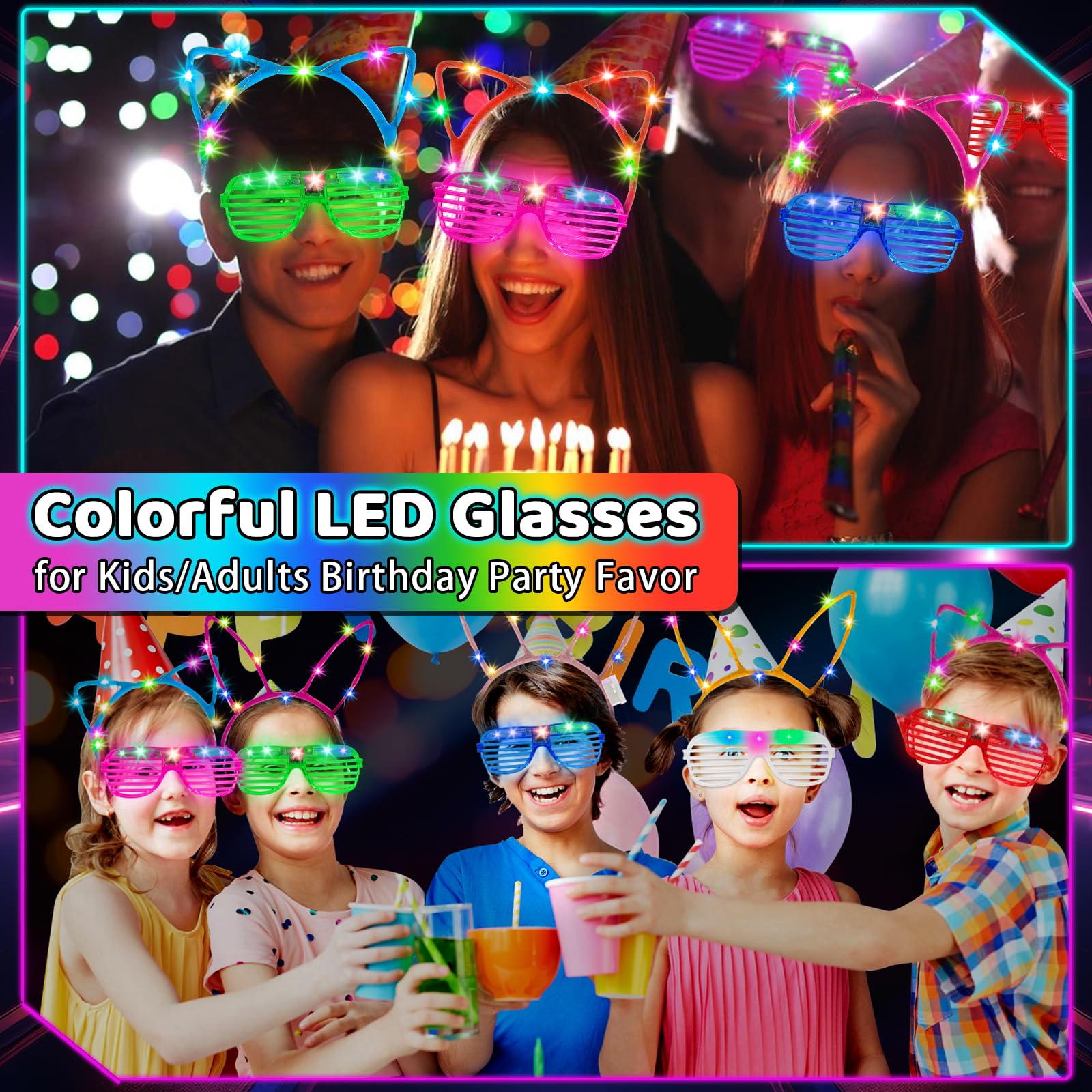 Kit Party Fluorescente 62 Pezzi - Braccialetti E Occhiali LED Per Feste - Foto 11