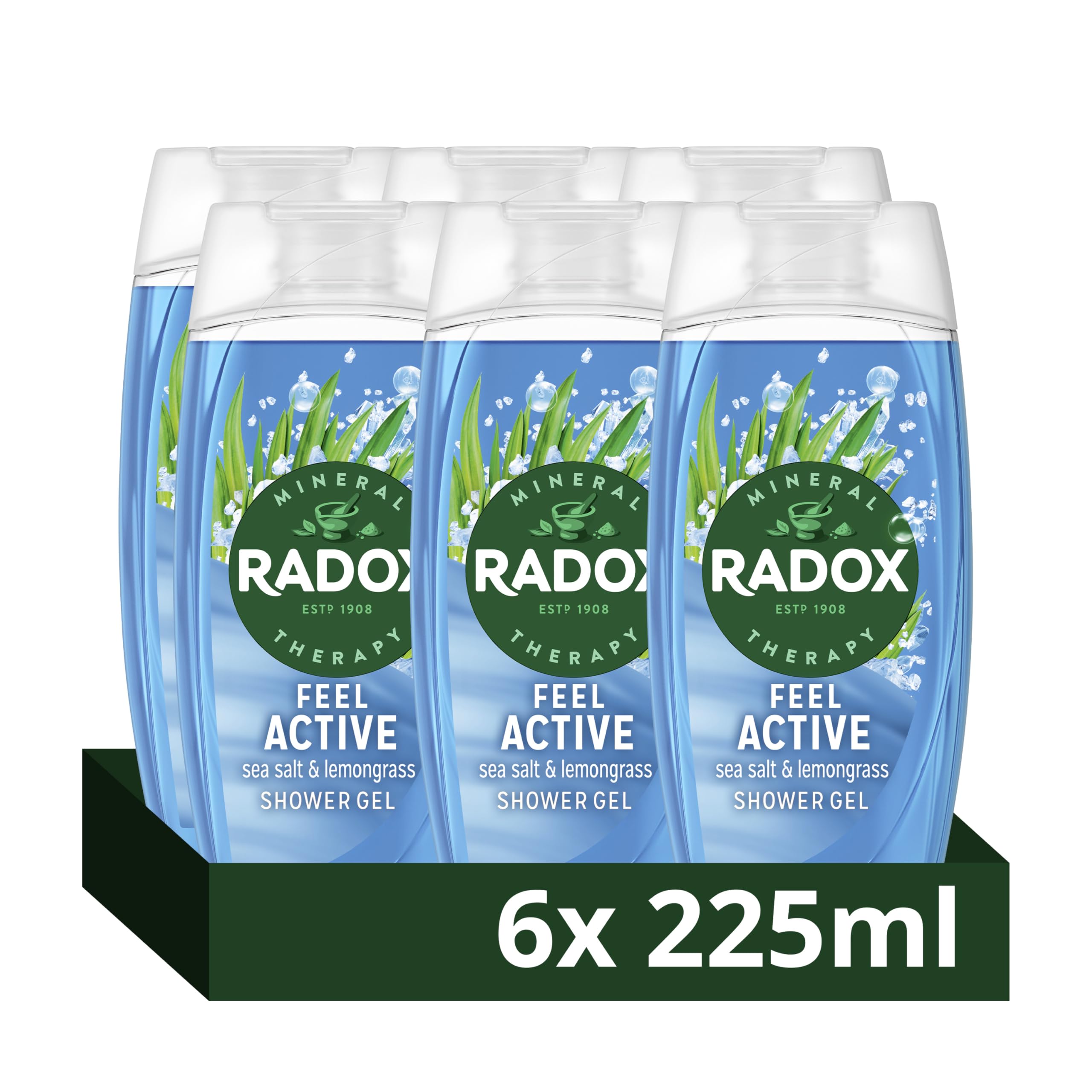 3xRadox Mineral Therapy Shower Gel Feel Active with Sea Salt & Lemongrass, 225ml