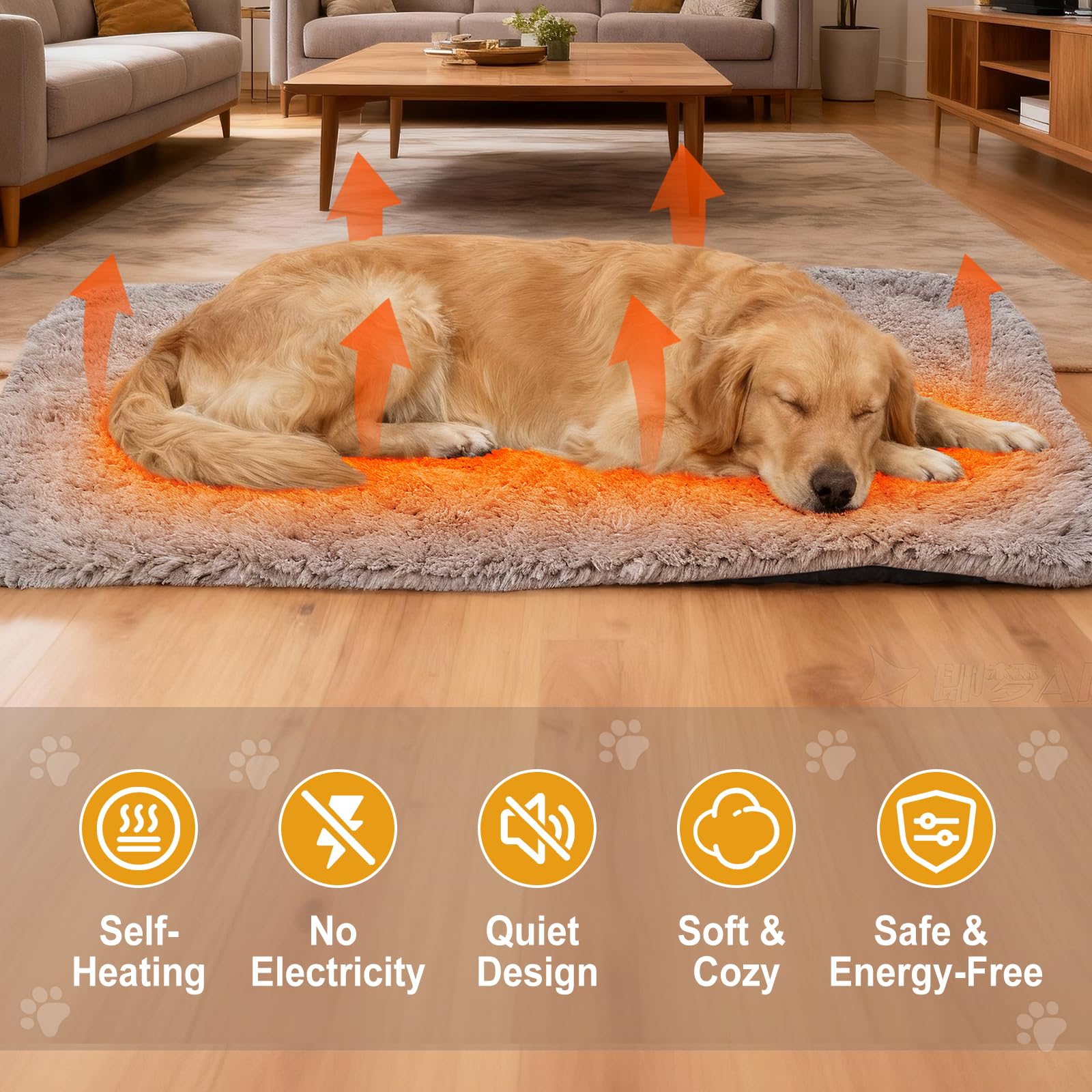 2 Pack Self Warming Dog Mats – 36"&times;24" Thermal Heating Pet Pads for Medium & Large Dogs, Soft Thick & Cozy for Extra Warmth, Washable, Non-Electric & Non-Slip Crate Beds for Indoor Outdoor Use - image 3