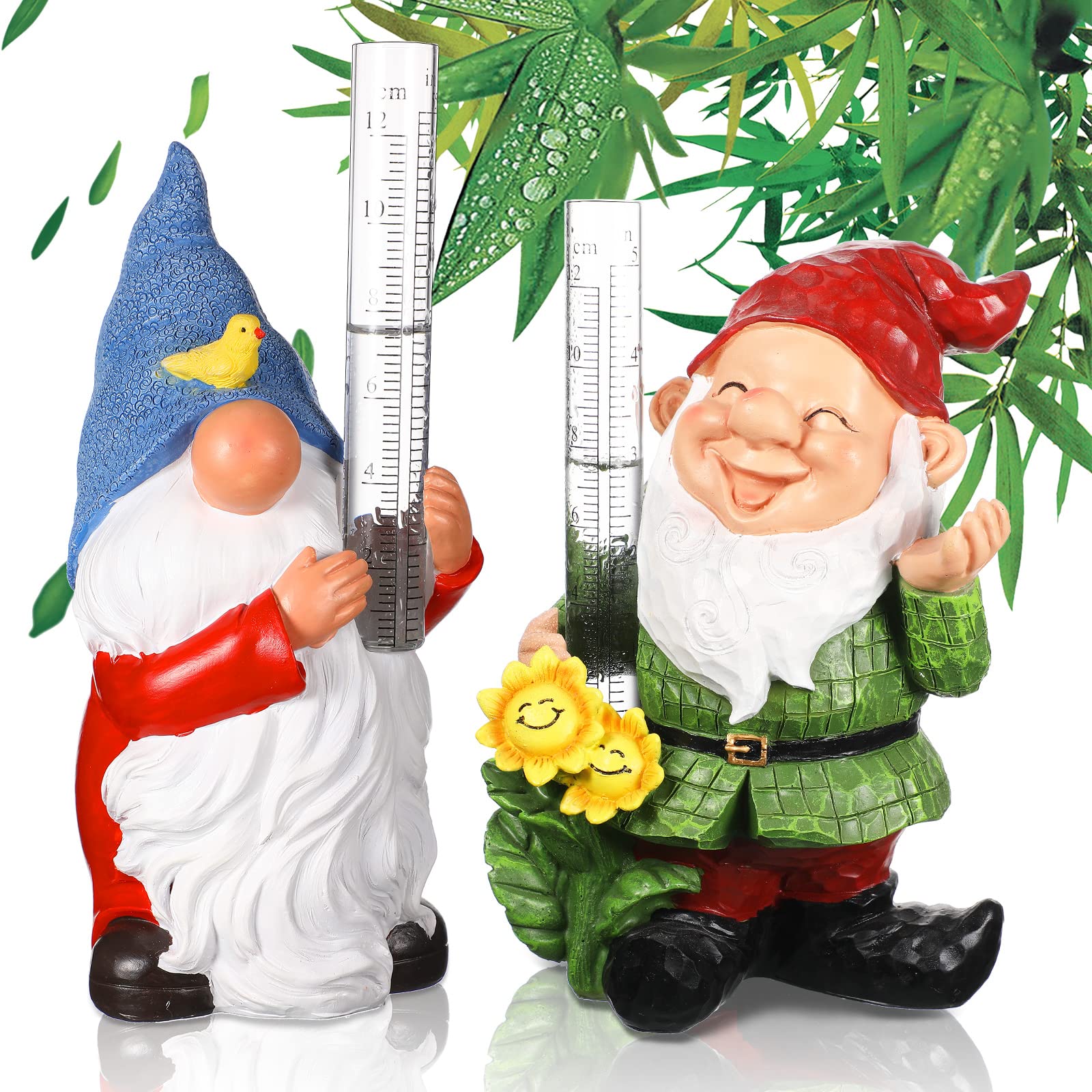 Buy Bucherry 2 Pieces Resin Gnome Rain Gauge Hand Painted Gnome Water