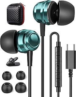 USB C Headphones with Microphone for iPhone 15 Pro Samsung S23 S22 Ultra A54 A53, USB C Earphones Wired Type C Headphones for Samsung A34 A33 S21 FE Google Pixel 6a 7 OnePlus 11 Pro Nord 3 iPad Air 5