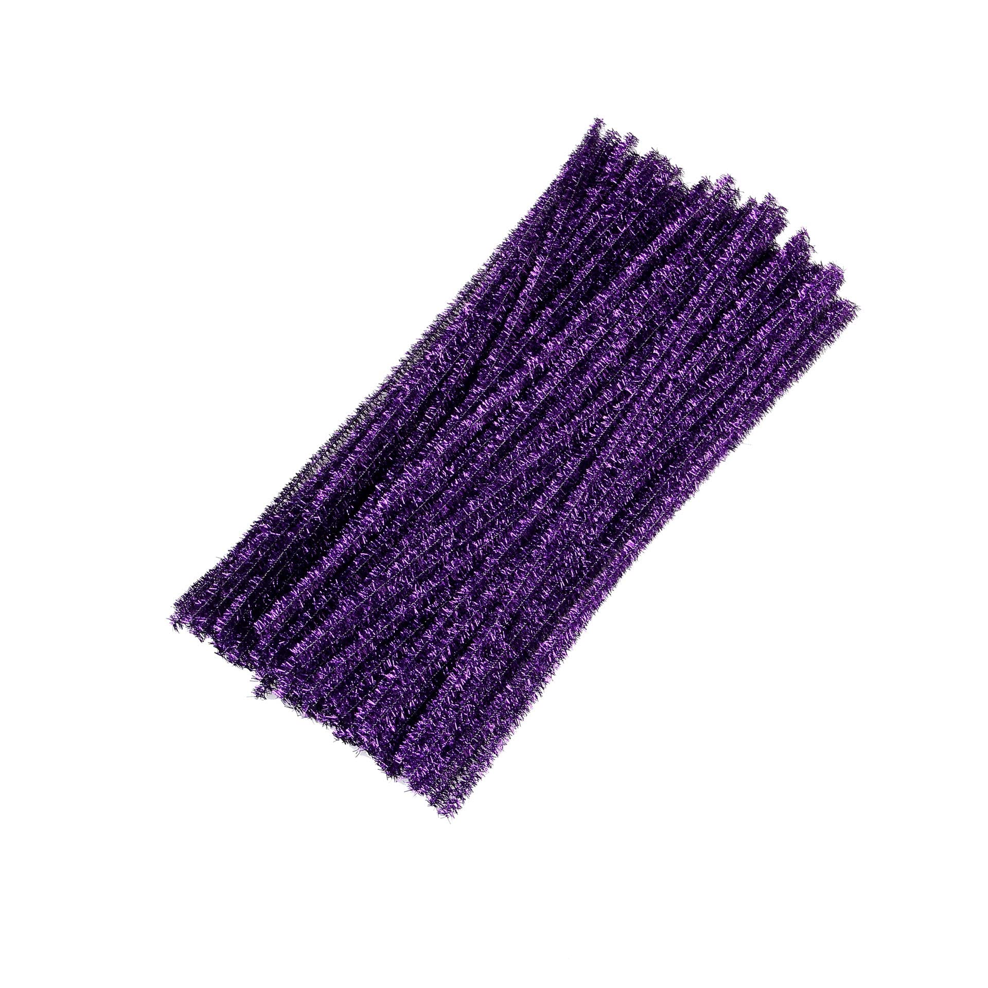 Pack of 25/50/100/250/500 30cm Pipe Cleaners for Arts & Crafts [Glitter Purple, Pack of 100] — image 1