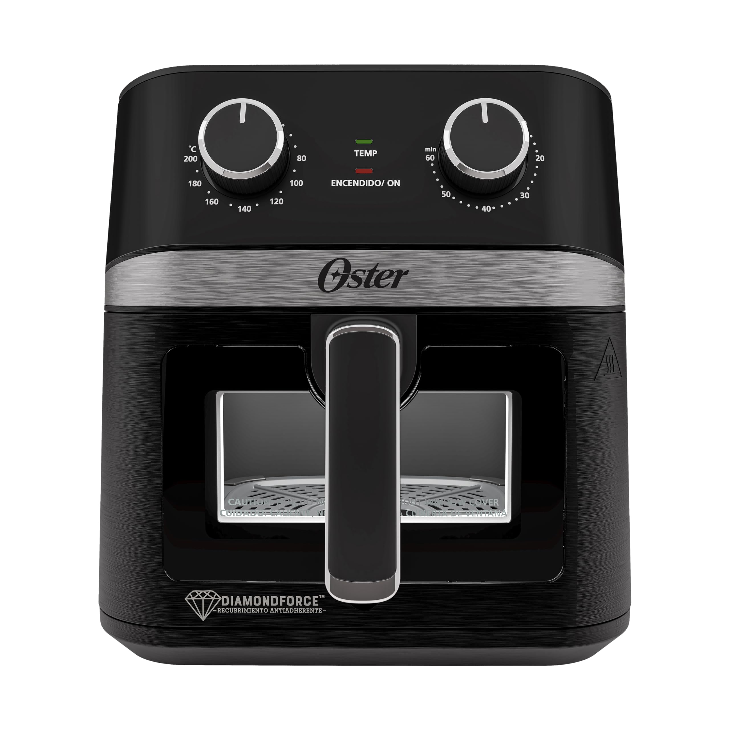 Oster® Freidora de Aire Manual, Recubrimiento Oster® DiamondForce, con Ventana y Luz Interna, 6L de Capacidad, con Controles de Tiempo y Temperatura