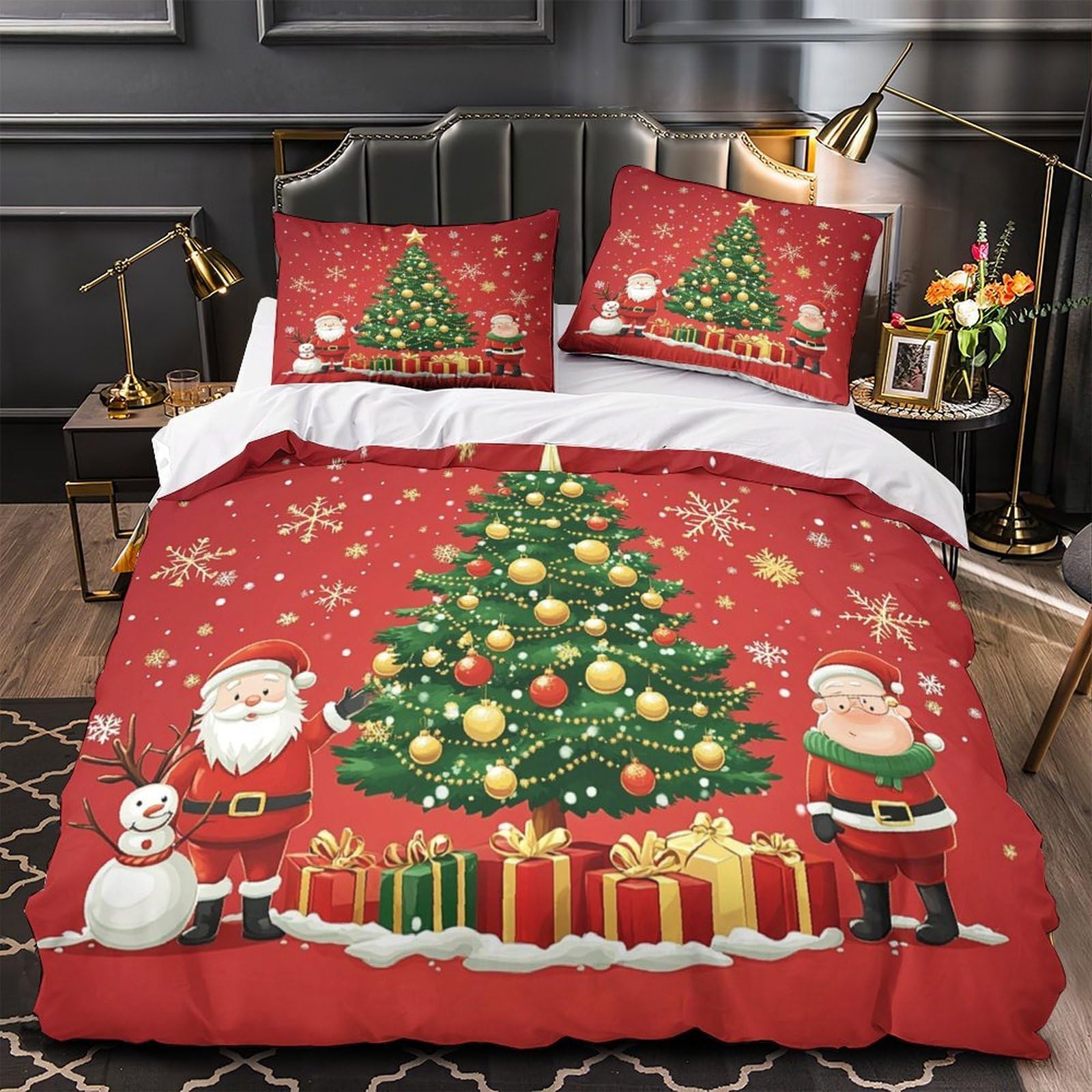 Housse de couette Noël 3D microfibre parure de lit enfant