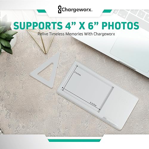 Miniatura 6 de Estación de carga inalámbrica Smartpix cargador de 10 W, marco de fotos de 4 x 6  Base de escritorio y accesorio para mesita de noche  Diseño sin