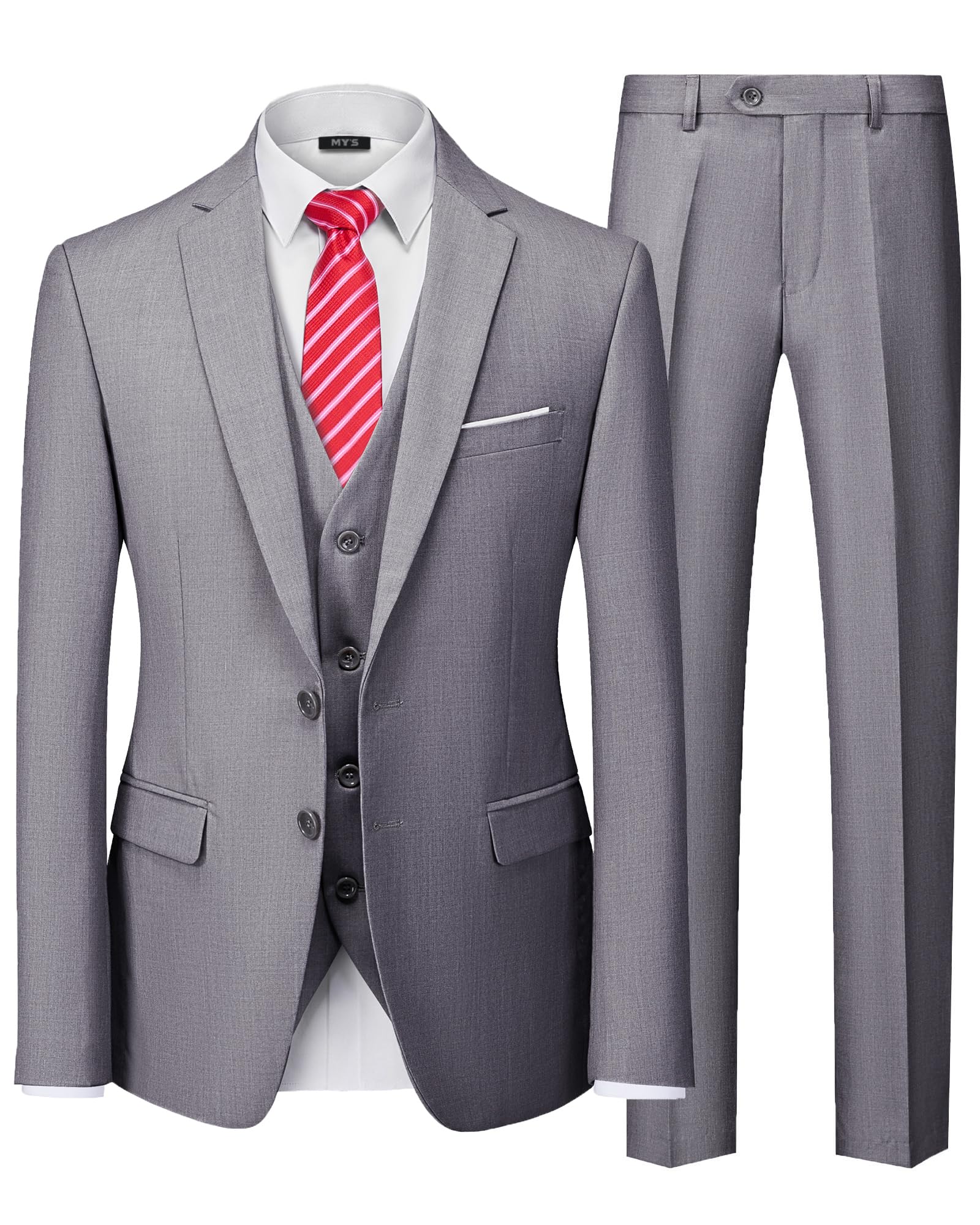 Men's Suit Set with Vest and Breathable Blazer
