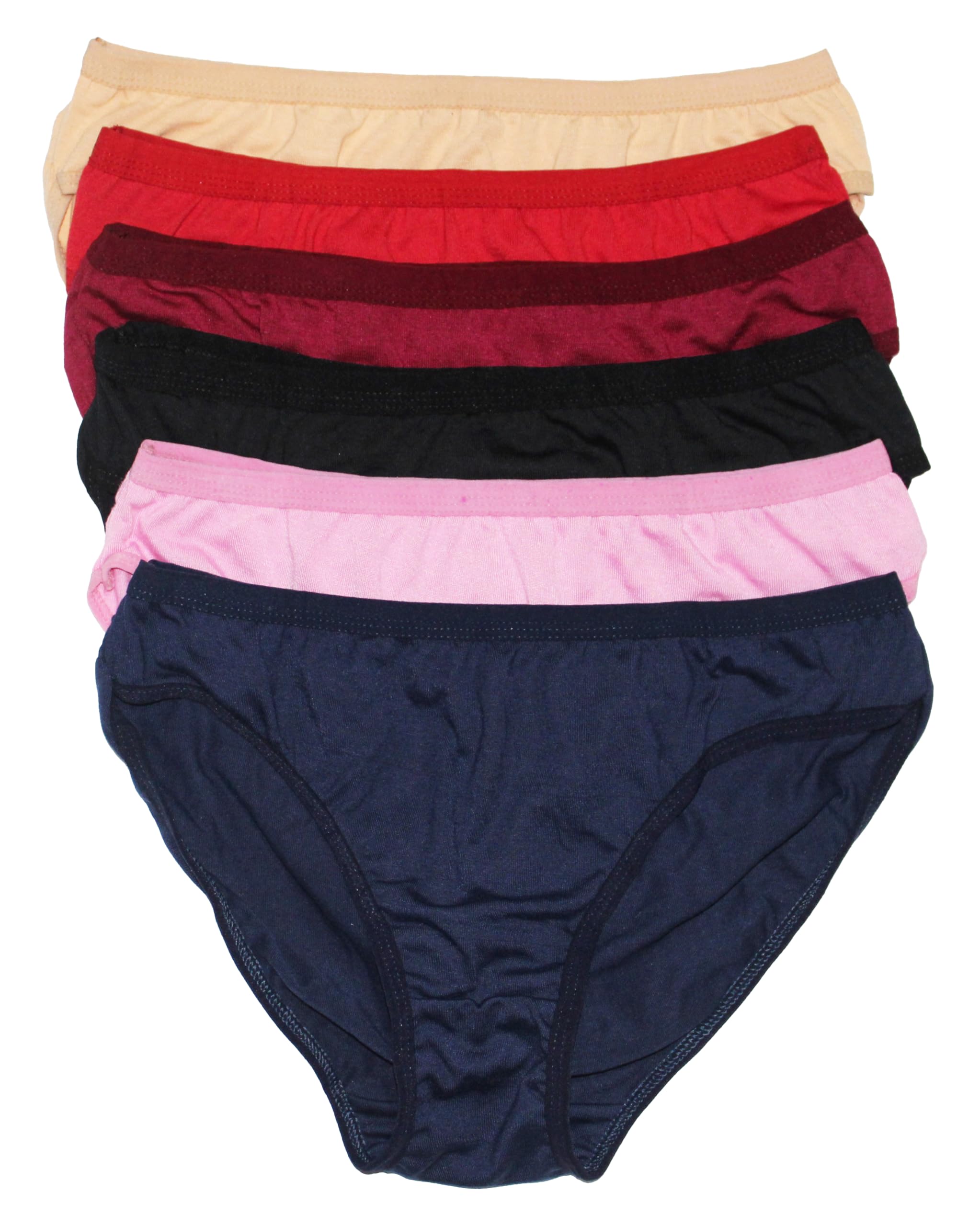 Women’s Hipster Panties | Pack of 6 Soft Hosiery Fabric | Plain Bright Comfortable Ladies Underwear | Stretchable Innerwear-picture-33