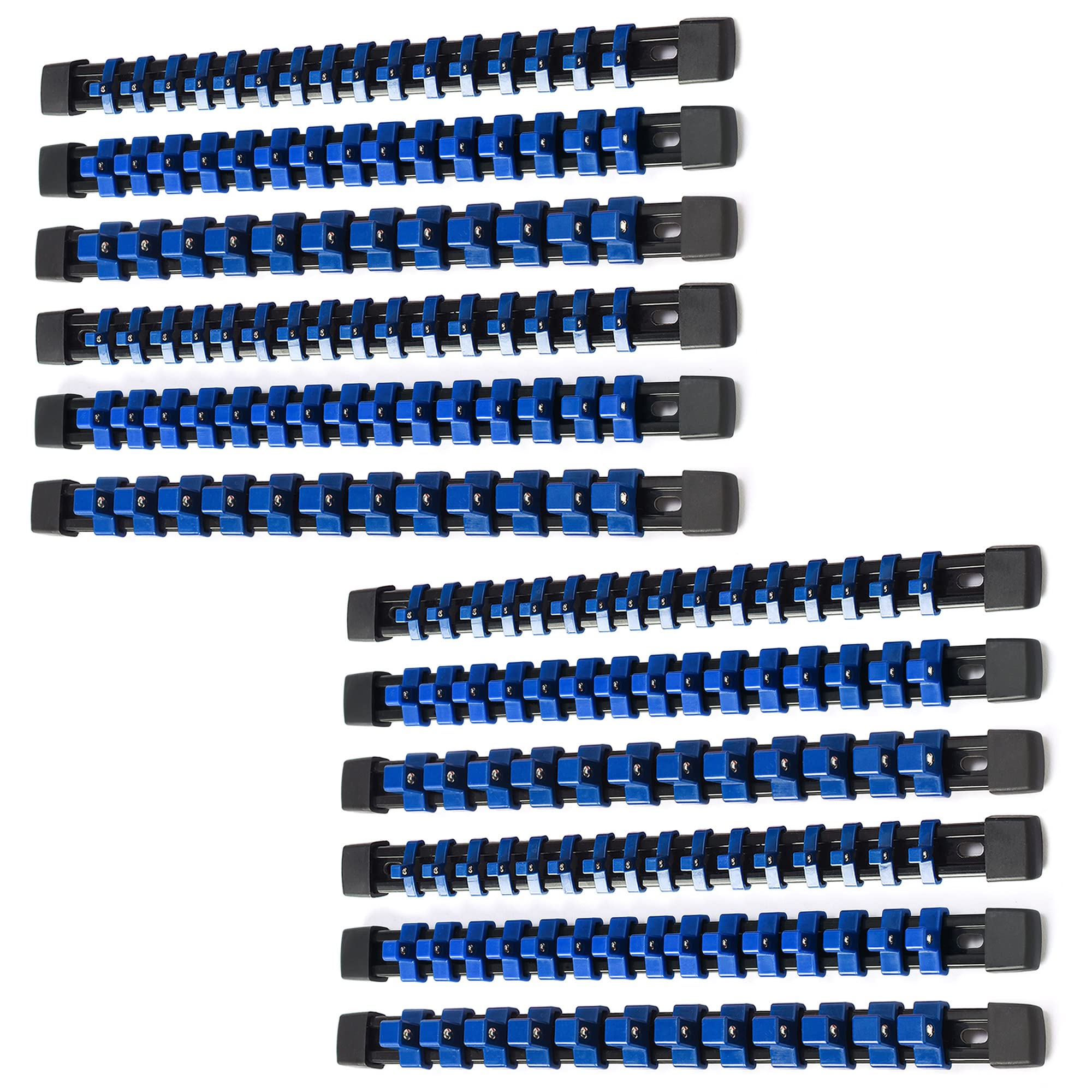 ALOANES 12PC ABS Socket Organizer, Socket Rails Fit 1/2 inch, 3/8 inch and 1/4 inch Drive, Heavy Duty Socket Holders Hold up to 172 Sockets, Black