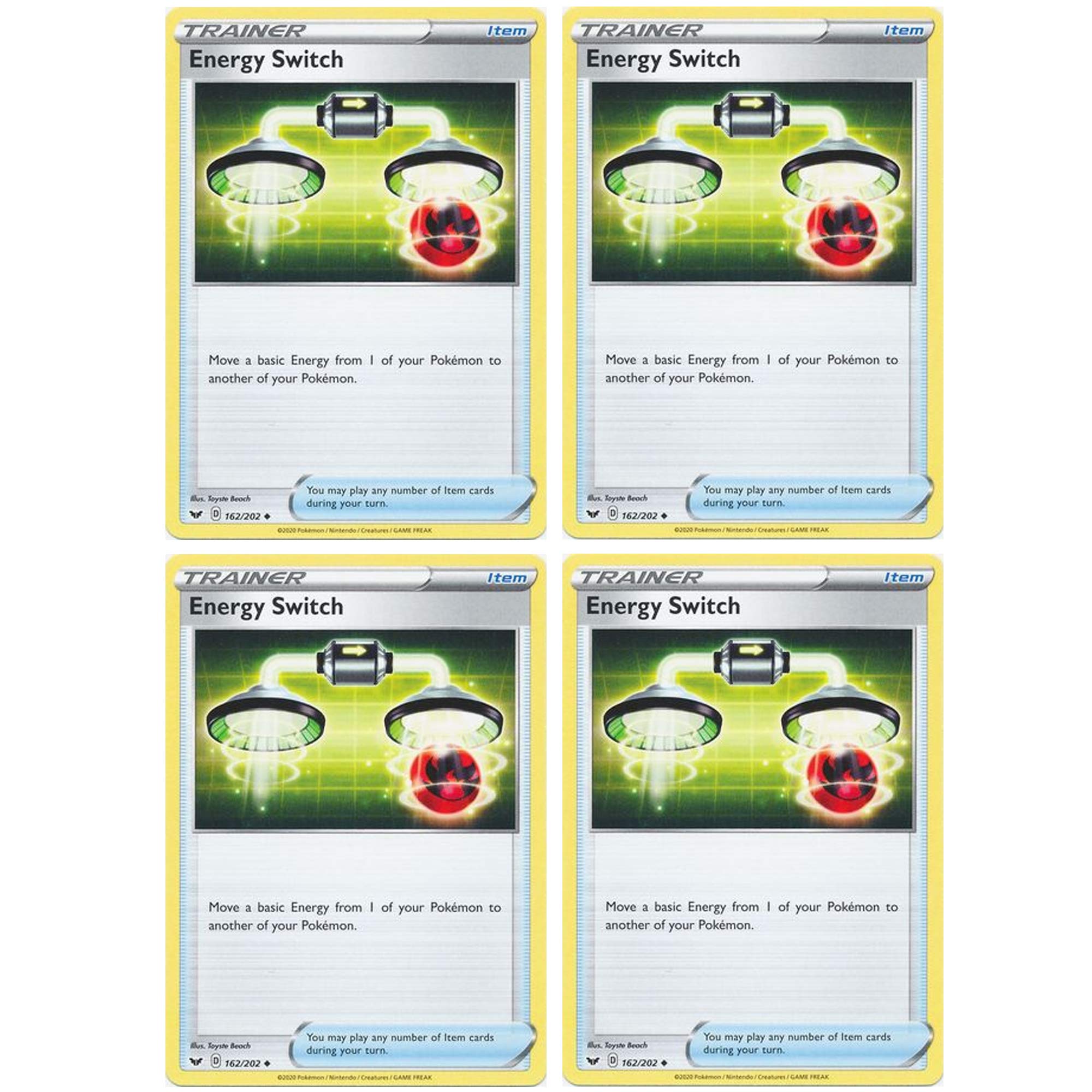Pokemon Card - Energy Switch - Sword and Shield Base - x4 Card Lot Playset - 162 202