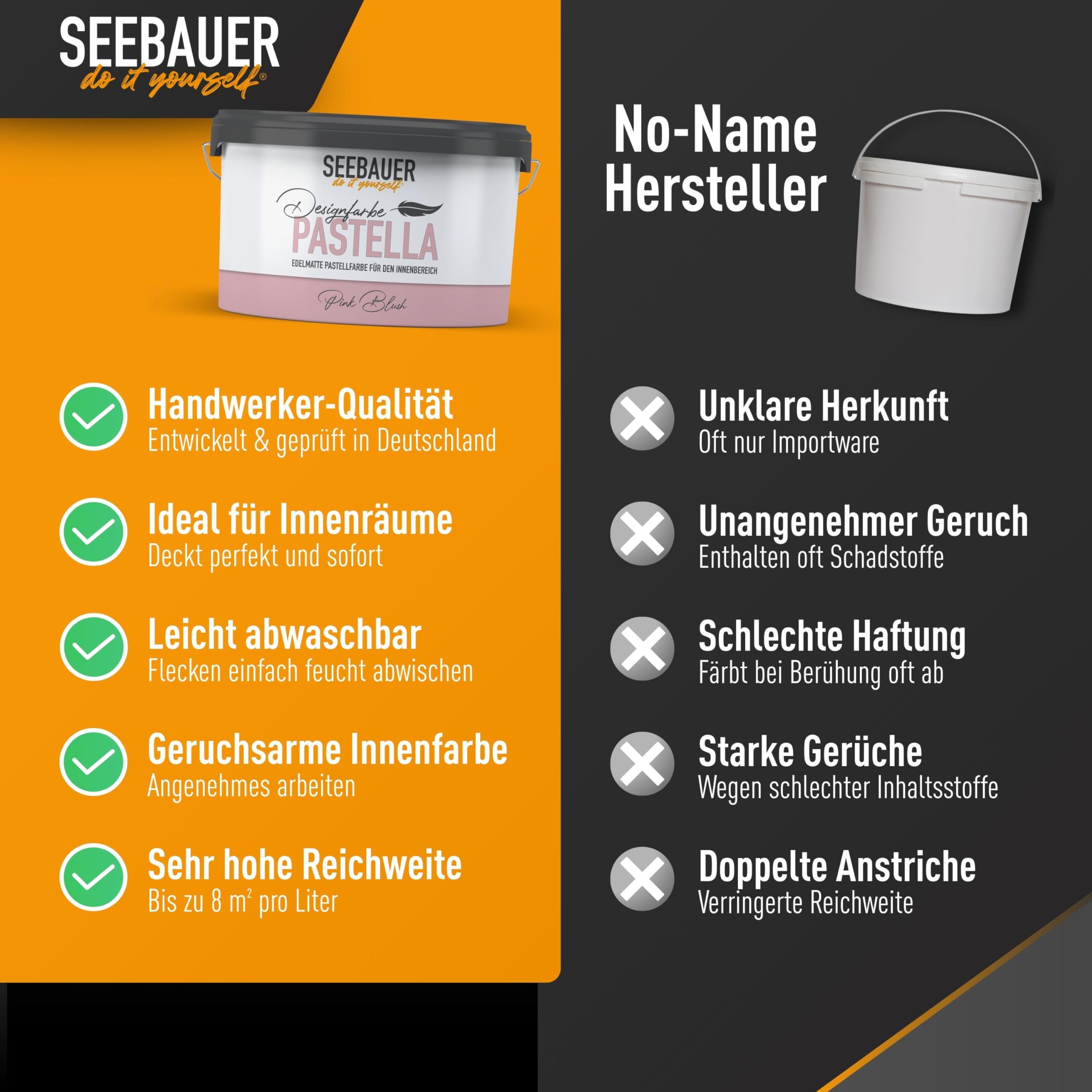 Pastellfarbe PASTELLA Pink 2,5L (Pink Blush) Edelmatte Wandfarbe Rosa - Innenfarbe sehr hohe Deckkraft - Matt, Abwaschbar und Tropffrei