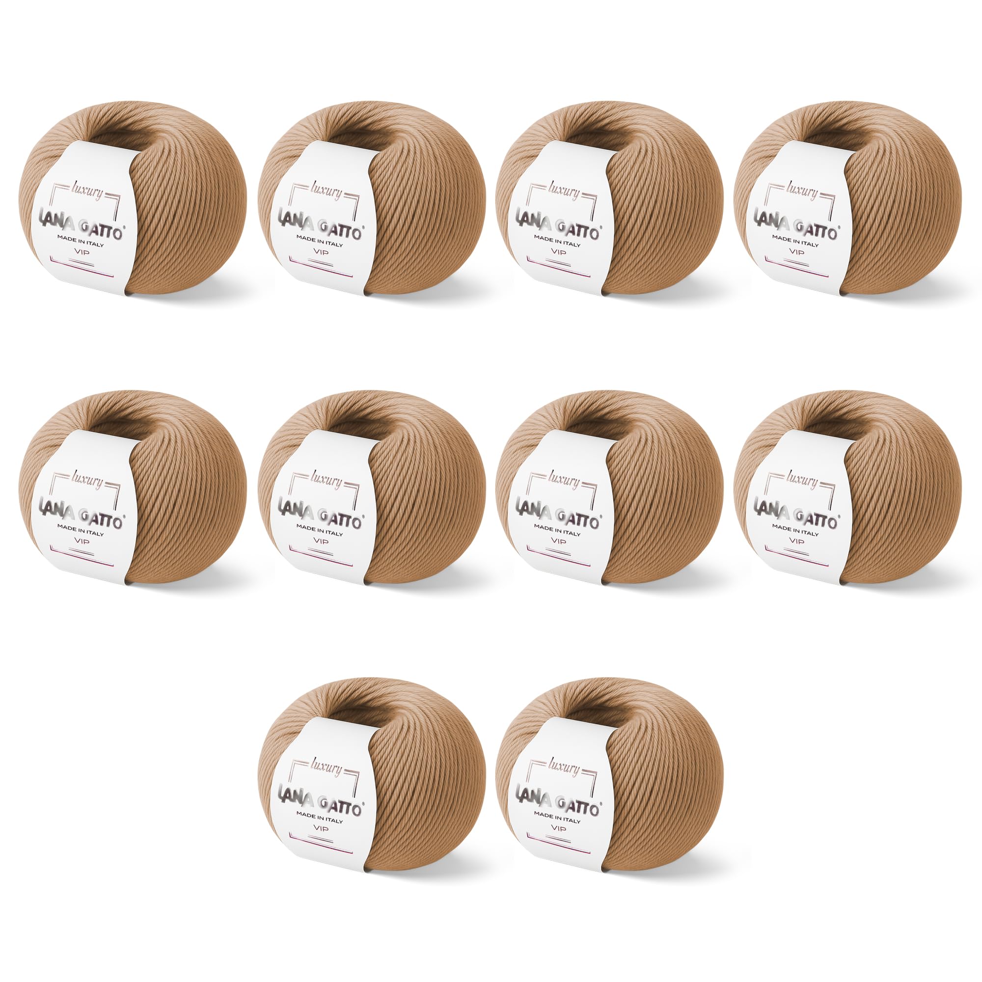 Cashmere and Extra-fine Merino Wool Luxurious Yarns (Camel, 10 Skeins)