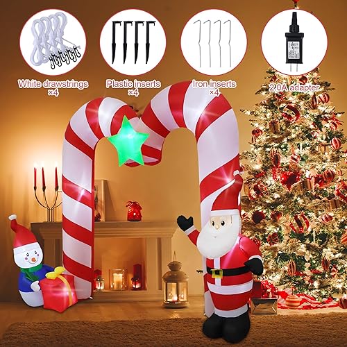 Miniatura 10 de SHDEJTG Decoración inflable de Navidad de 13 pies para exteriores, árbol de Navidad, muñeco de nieve, decoración inflable de patio con luces LED