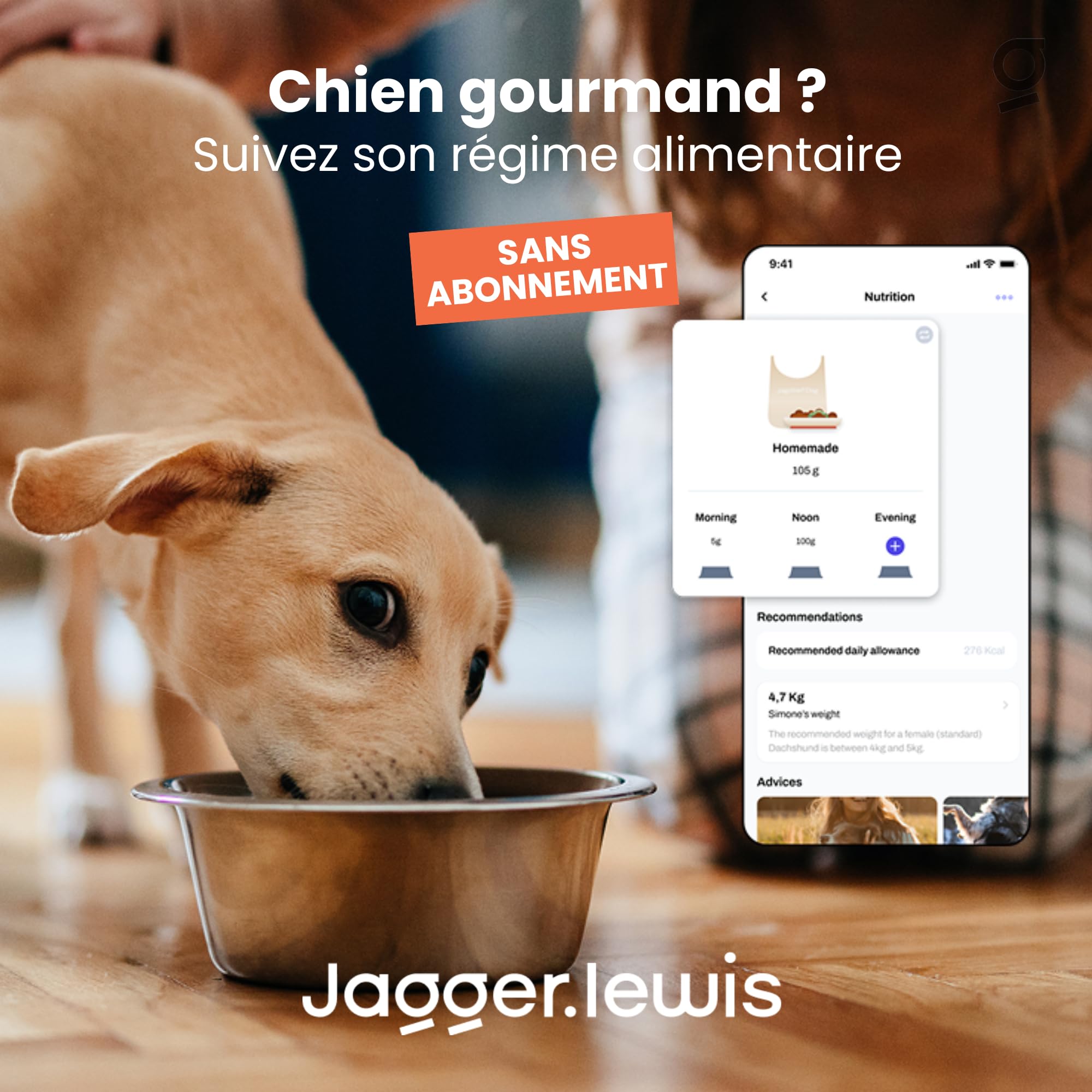 Jagger Lewis GPS pour Chien sans Abonnement | Localisation GPS en Direct | Alertes Anti-Fugue | Suivi Activité et Bien-Être | Application iOS et Android (Charbon, avec Smartdock)