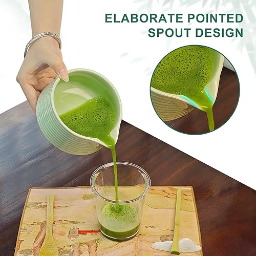 Miniatura 6 de Juego de batidor de matcha, cuenco de matcha con boquilla, soporte para cepillo de té, tamiz de acero inoxidable, soporte para batidor de matcha,