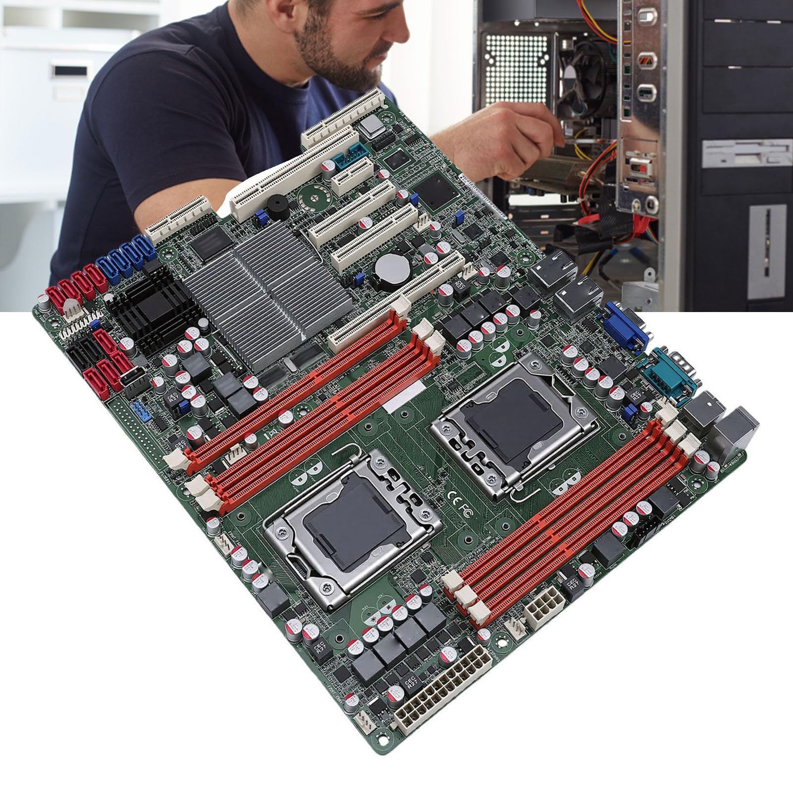 Płyta Główna do Gier ATX, Dwa Gniazda LGA 1366 Obsługujące Procesory z Serii 5500, Trzykanałowa pamięć DDR3 24 GB, do Wirtualizacji Zarządzanie Bazami Danych Nauka
