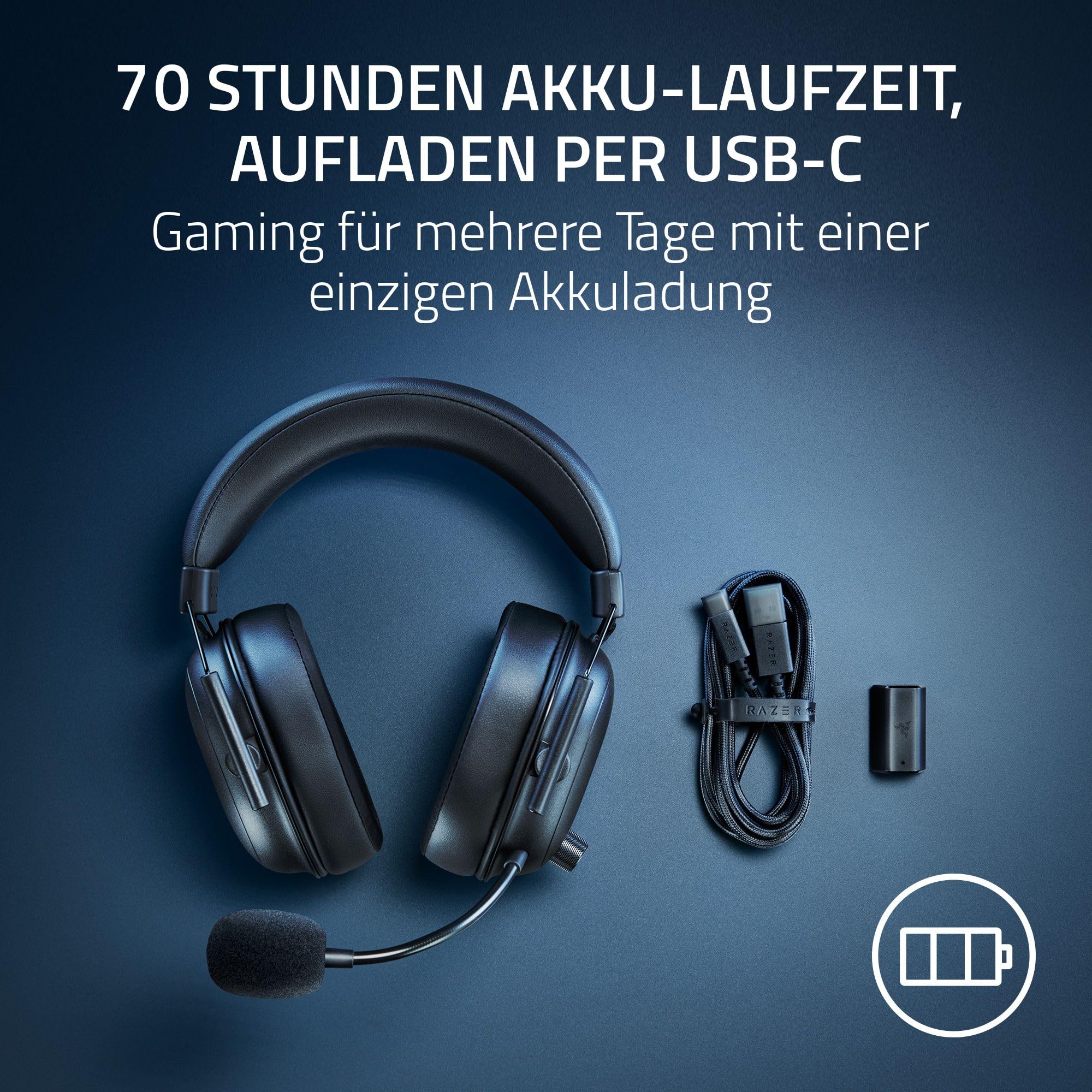 Razer BlackShark V2 HyperSpeed für PC - Kabelloses ultra leichtes E-Sport Gaming-Headset (280g, HyperClear Super-Breitband-Mik, TriForce Titanium 50-mm-Treiber, Bluetooth) Schwarz