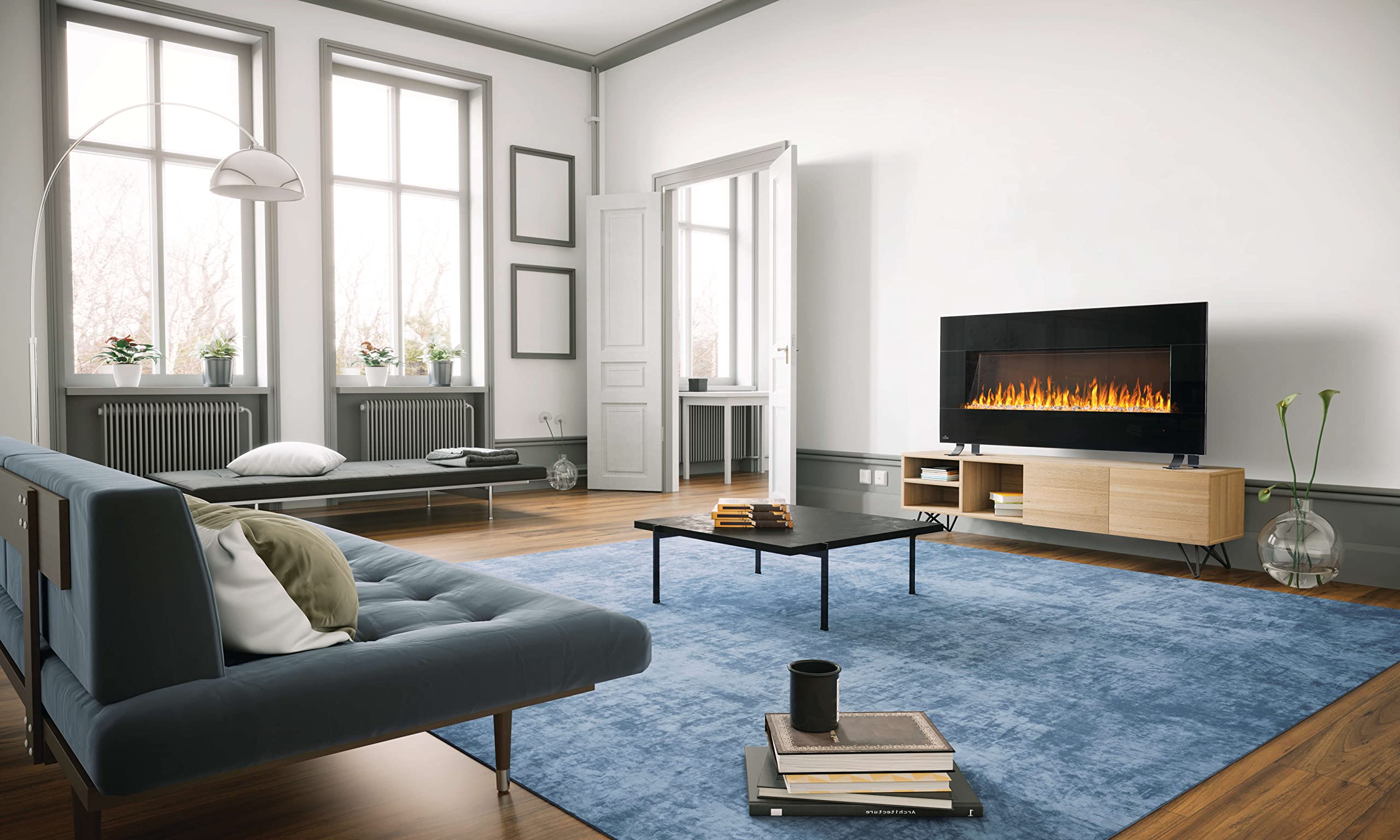 Amazon.com: Napoleon Harsten 50 Inch Linear Electric Fireplace With  Integrated Bluetooth Speakers - NEFL50HF-BT - Can be Wall Mounted, Includes  Stand, Electric Fireplace Supplemental Heater : Home u0026 Kitchen