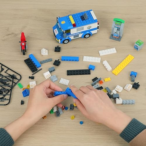 Miniatura 5 de VIOSEBN El juego de construcción de robo de policía de la ciudad incluye camión de prisión, coche de policía, motocicleta, cajero automático,