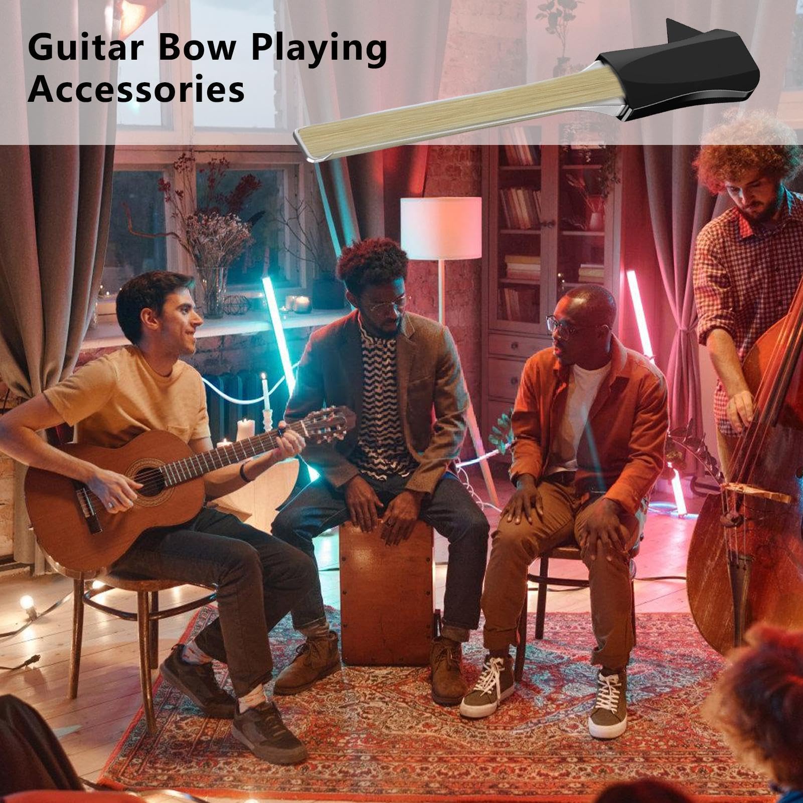 Guitar Playing Aids-Hovevags Guitar Bow, intégré, bâton de guitare double face | Instrument à chaîne effondrée polyvalent avec poignée confortable, support de jouabilité avancé pour les musiciens,