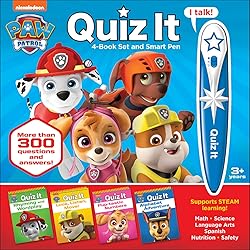 PAW Patrol Chase, Skye, Marshall and More! – Quiz it Pen 4-Book Set and Talking Smart Pen – Interactive Educational Book Set with Toy Sound Pen – PI Kids