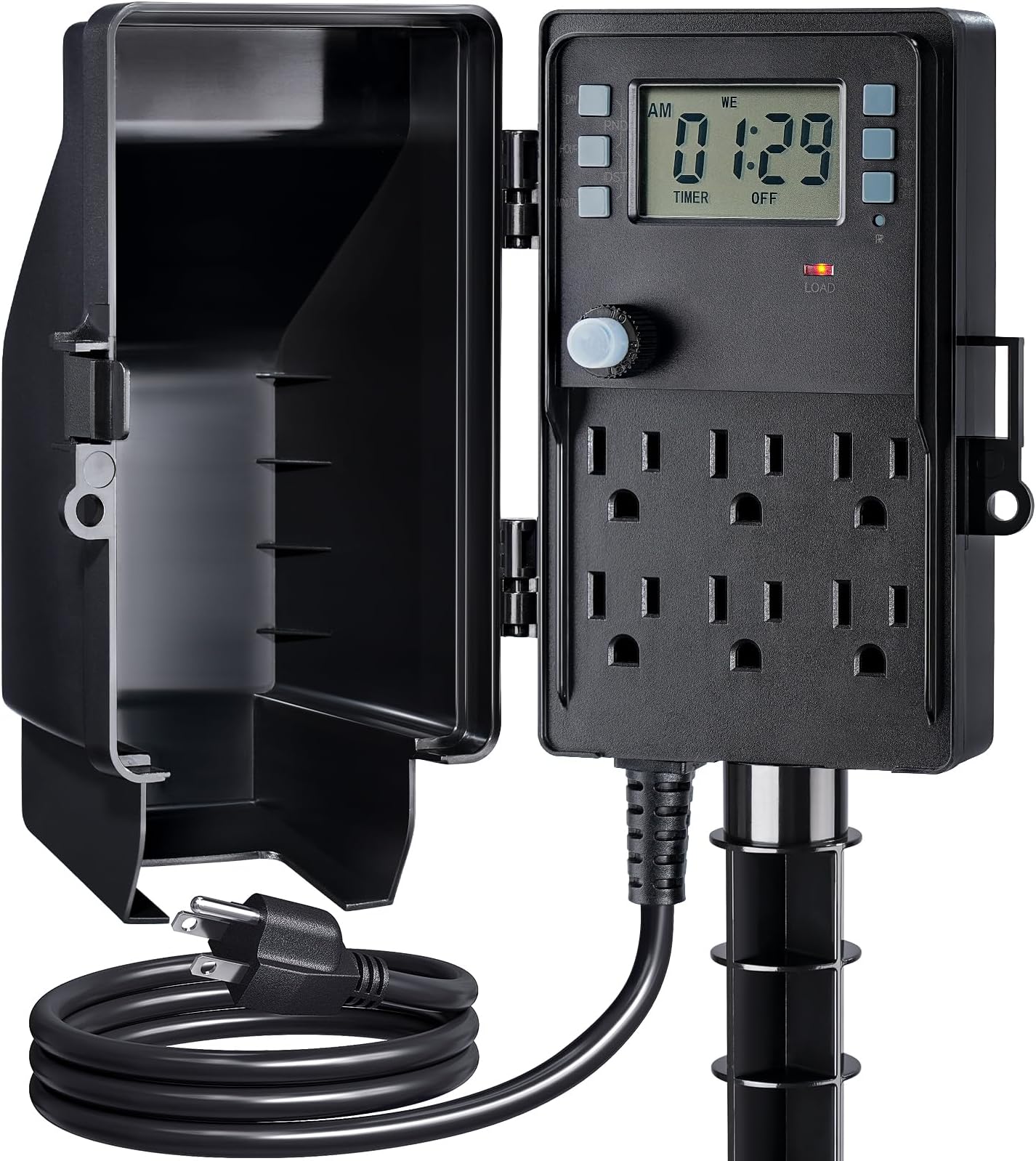 GE Outdoor 6 Outlet Mechanical Stake Timer, 24Hour Power Stake Timer