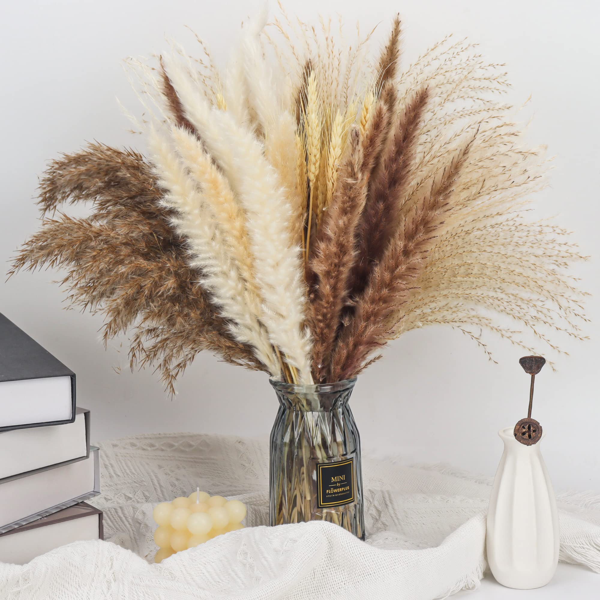 Buy FLNUQJ Boho Pampas Grass Decor, 65PC Natural Dried Pampas Grass