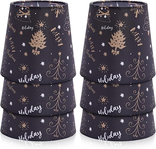 Juego de 6 pantallas de lámpara de Navidad, lámpara de araña pequeña, campana, clip en pequeña lámpara de pared, lámpara de vela (negrocaqui)
