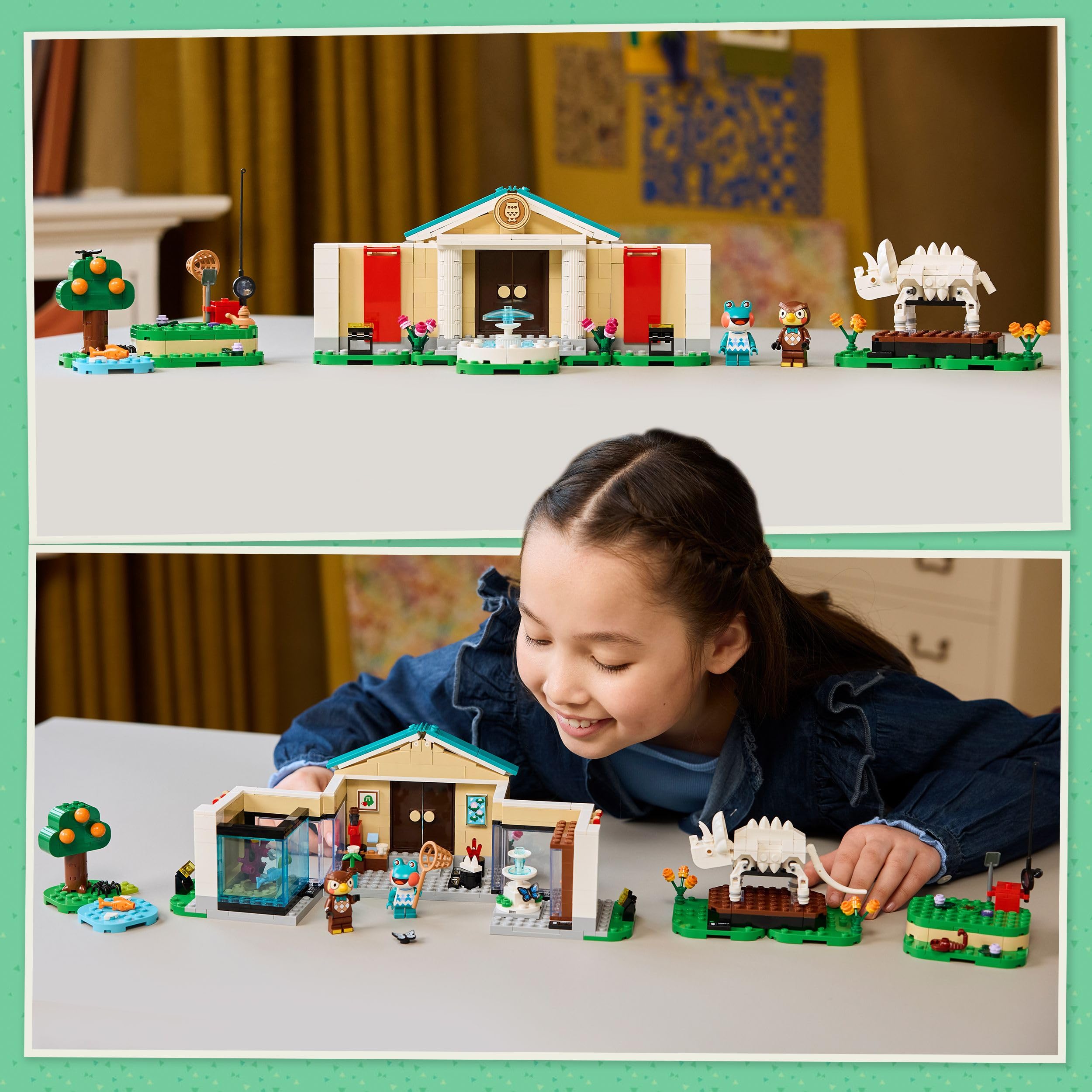 LEGO Animal Crossing La Colección del Museo de Sócrates - Juego Interactivo con Minifiguras de Sócrates y Lili - Fósiles de Dinosaurios de Juguete - Regalo Gamer para Niñas y Niños de 7+ Años 77056