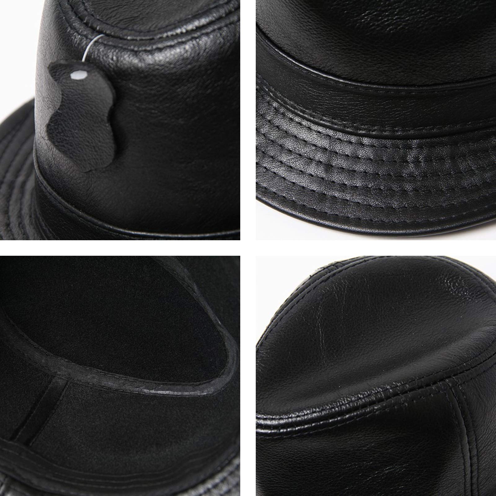 Sombreros de invierno, hombres de cuero fedoras sombrero jazz gorra de vaca ancho sombrero elegante