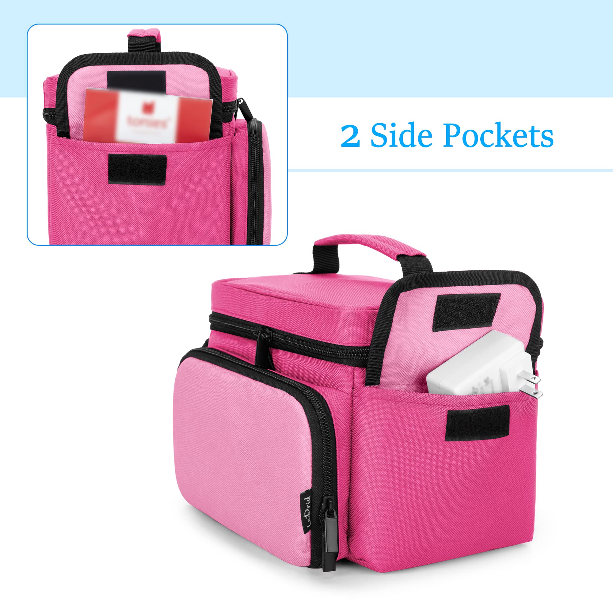 LoDrid Custodia Compatibile con Toniebox 2/1, Borsa Portatile per Lettore Audio Starter Set con Manico e Tracolla per Organizer per Accessori, Rosa Rossa, Solo Borsa (design brevettato)