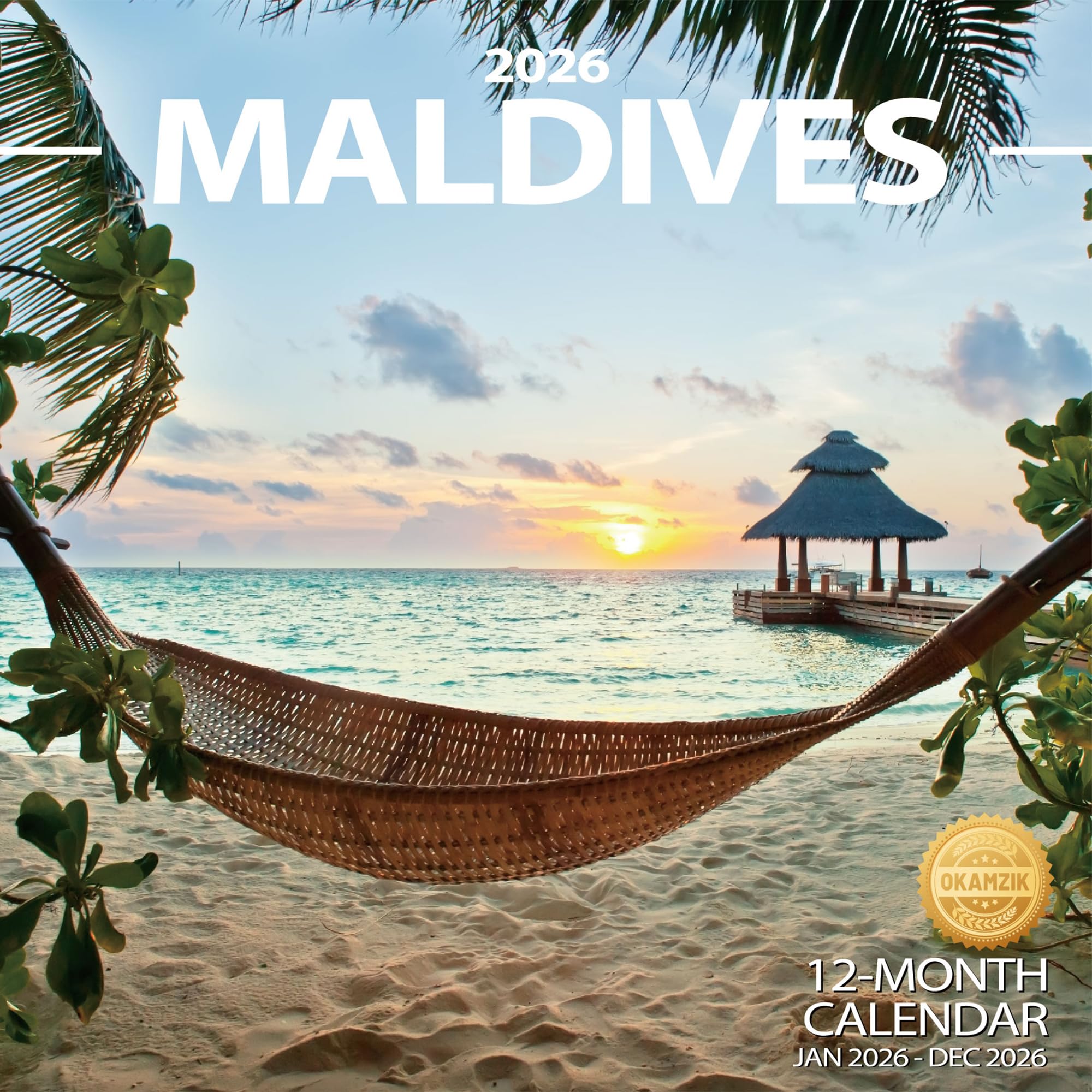 Wall Calendar 2026 Planner Calendar - Maldives Hangable Monthly Wall Calendar with Large Blocks for Organizing & Planning, Academic Schedule, Home, Office & family, Thick & Sturdy Paper (12"x24" Open)