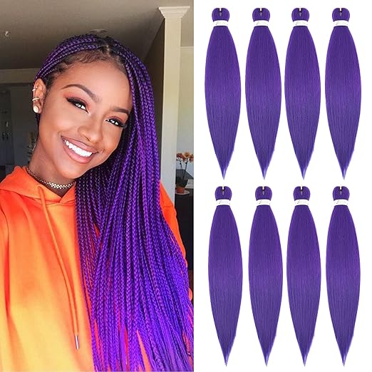 Purple Braiding hair prestretched braiding hair long 26