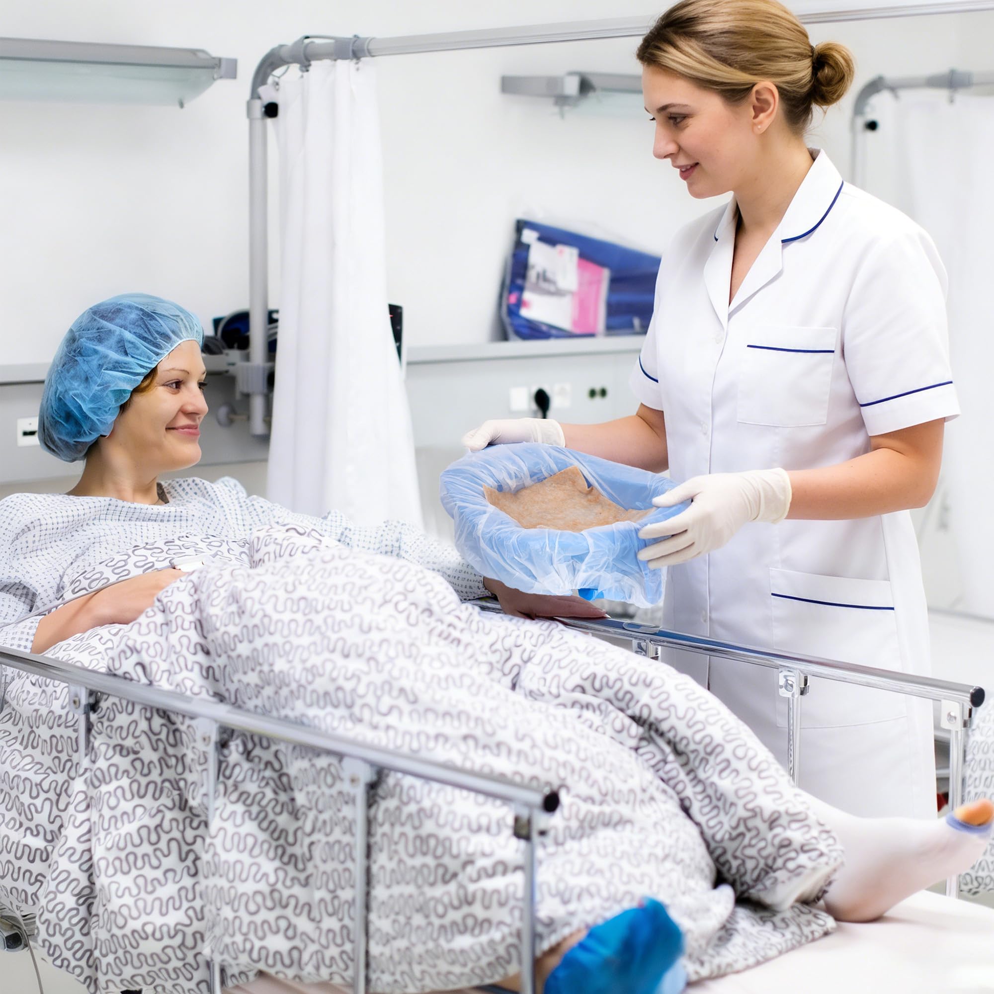 Set di padelle usa e getta con 30 cuscinetti e 30 sacchetti di rivestimento, padella per uomini e donne, padella resistente per ospedale casa anziani, pazienti costretti a letto