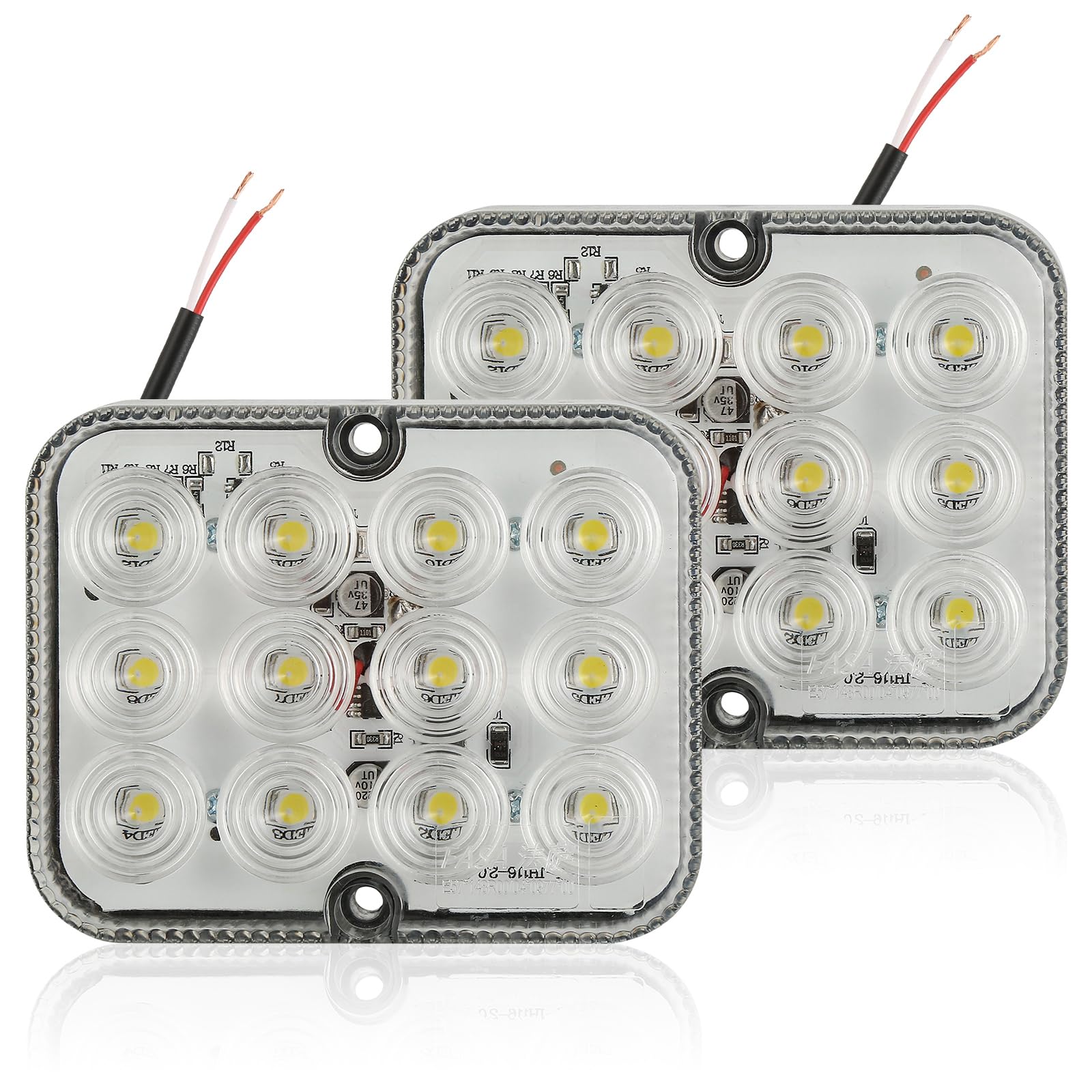 SPARKMOTO 2 x LED Trailer Reverse Lights Rear 12V 24V, Submersible Led Reverse Light For Trailer,Caravan,Truck, White Led Trailer Tail Light Reversing Light