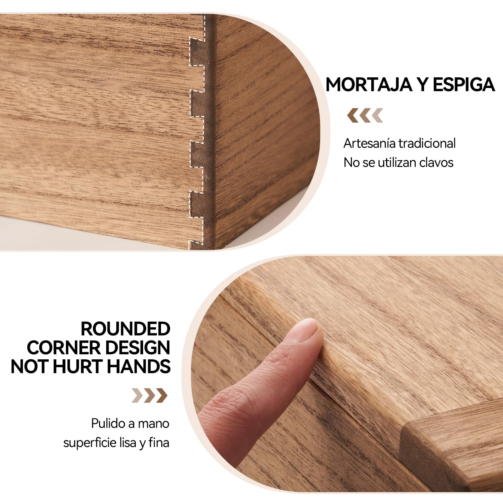 KIRIGEN Caja de Madera con Tapa, Caja de Almacenamiento, Marrón oscuro | Tapa plana extraíble; paulownia maciza; montada; uniones de espiga y mortaja; aceite vegetal; 28 × 20 × 12 cm
