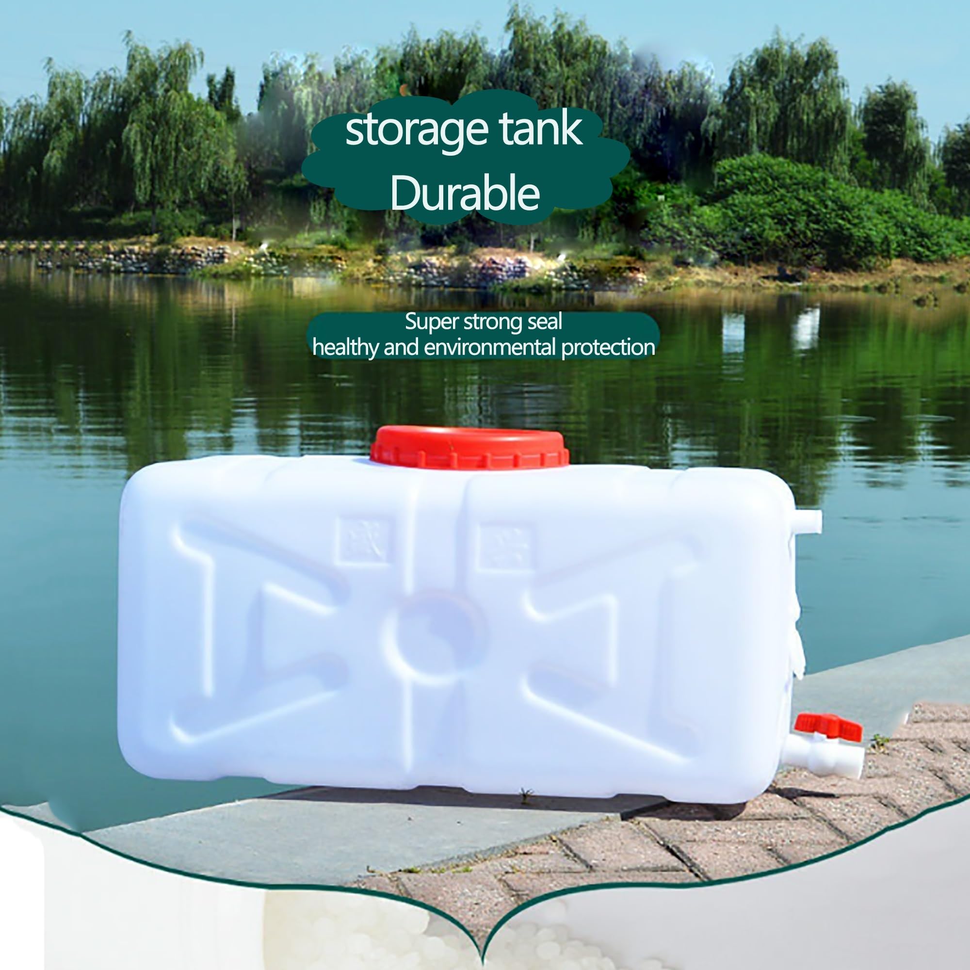 Depósito de Agua bidon Agua con Grifo Tanque de Agua Horizontal ultragrueso de Gran Capacidad, Tanque de Agua de plástico con Grifo, Conveniente Tanque de Exterior Agua para el hogar
