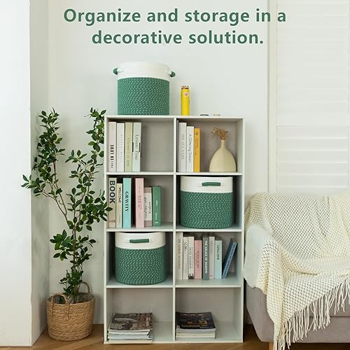 Miniatura 2 de Paquete de 3 cestas de almacenamiento para organizar, canasta pequeña redonda tejida de cuerda para estantes, contenedores decorativos de Navidad