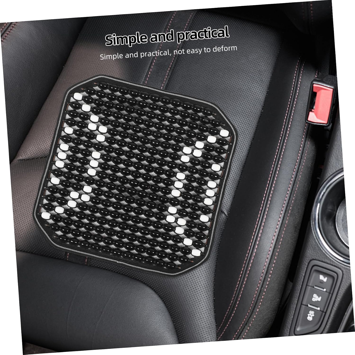 ABOOFAN Beaded Car Seat Cover Universal Cooling Cushion for Cars Breathable Comfort Pad for Summer Travel Ventilated Wooden Bead Design Easy to Clean Automotive Seat Protector image 2