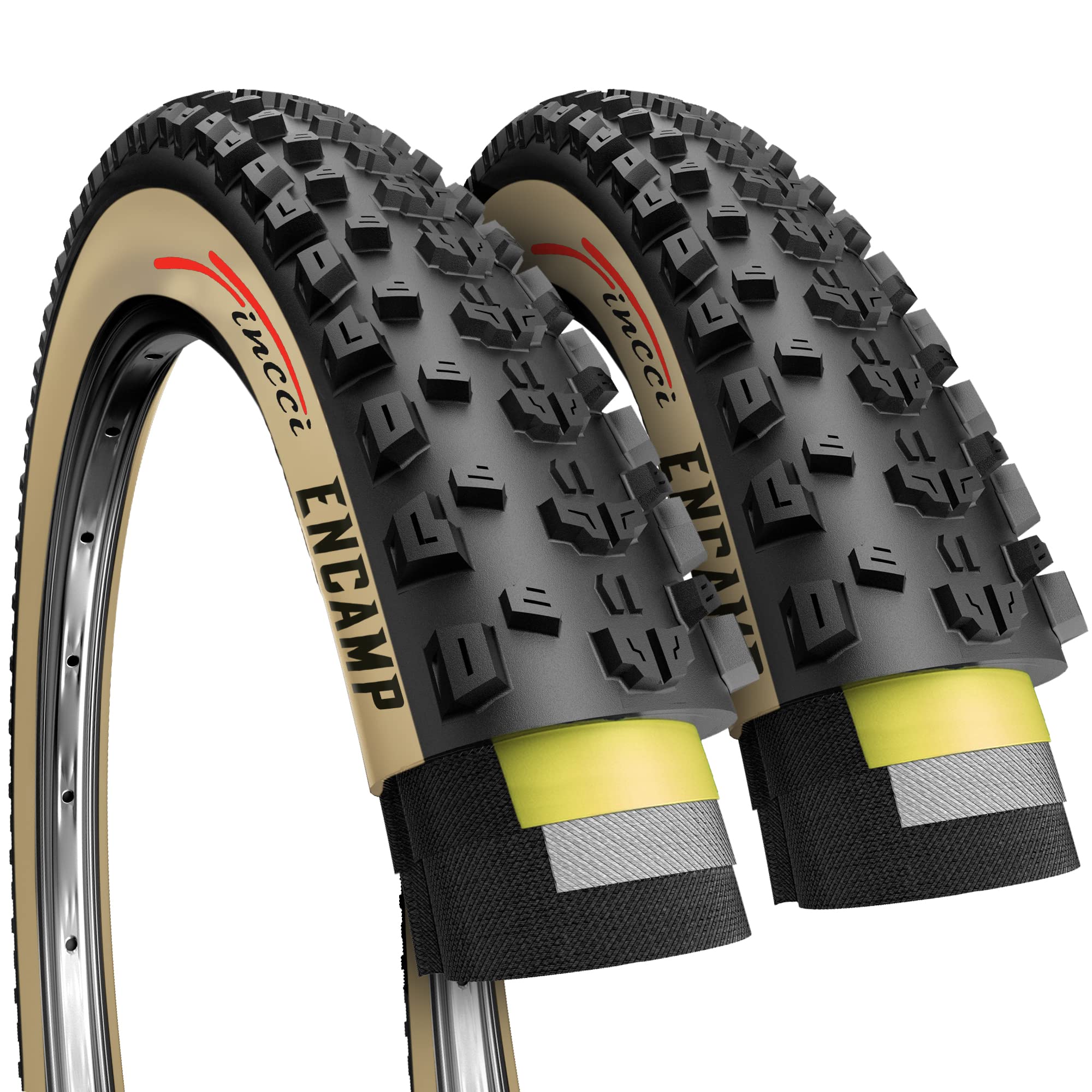 Fincci Encamp 27.5 x 2.25 Bike Tires - Foldable Kevlar 27.5 Mountain Bike Tires with 1mm Nylon Puncture Resistant - Black 27.5" 57-584 Fast Enduro