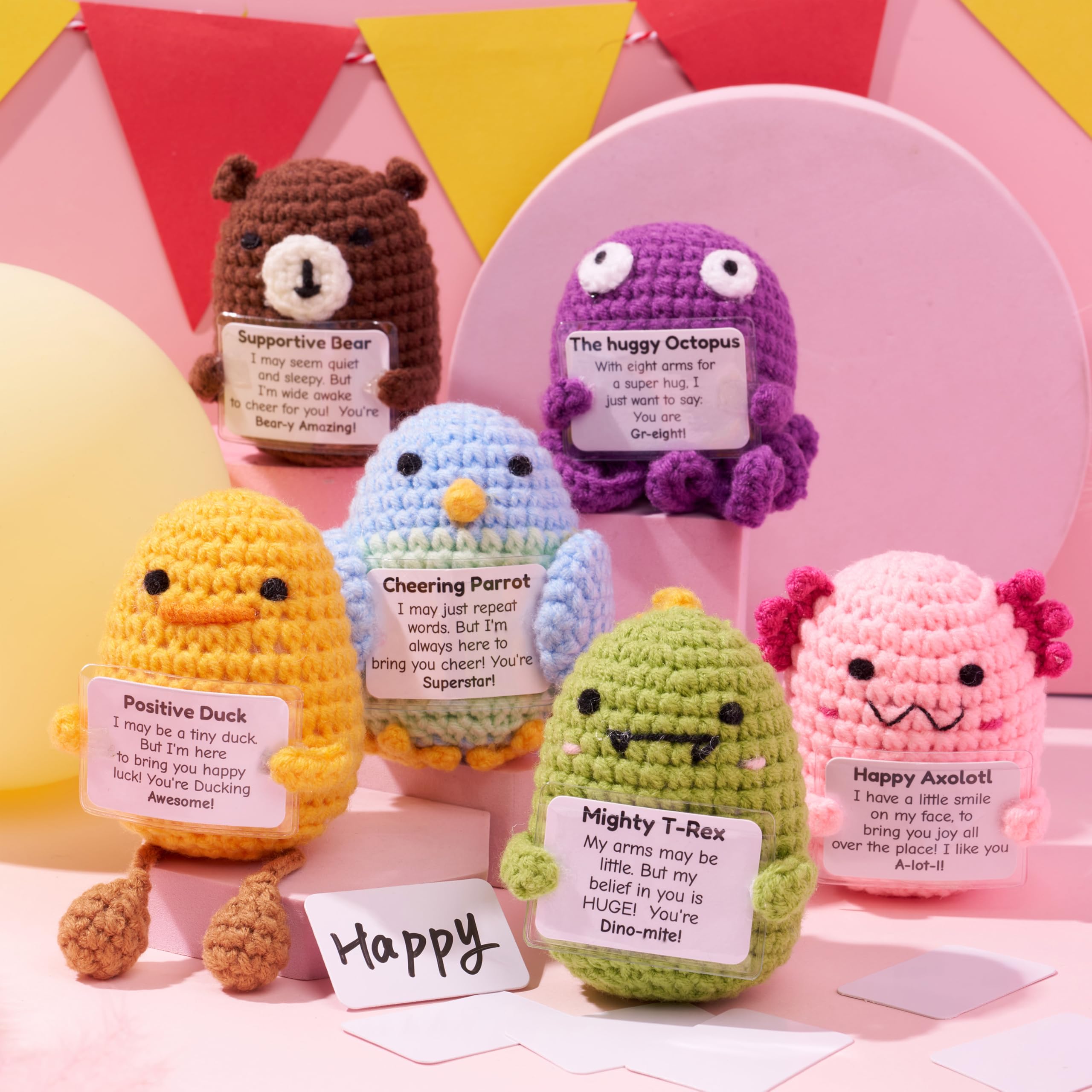 JOYIN Animali di peluche lavorati a maglia con supporto emotivo, 6 pezzi