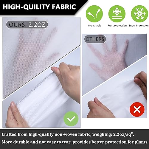 Miniatura 2 de Cubiertas para plantas, protección contra congelación, 70 pulgadas de alto x 60 pulgadas de ancho, 2.2 onzas, manta de tela de invierno grande con