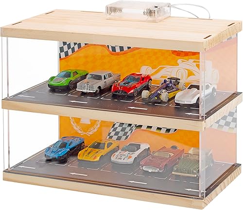 Miniatura 1 de 164 Hot Wheels Vitrina de acrílico de 2 niveles Modelo de estacionamiento, Hot Wheels Almacenamiento Garaje Estacionamiento Escaparate Diecast Car