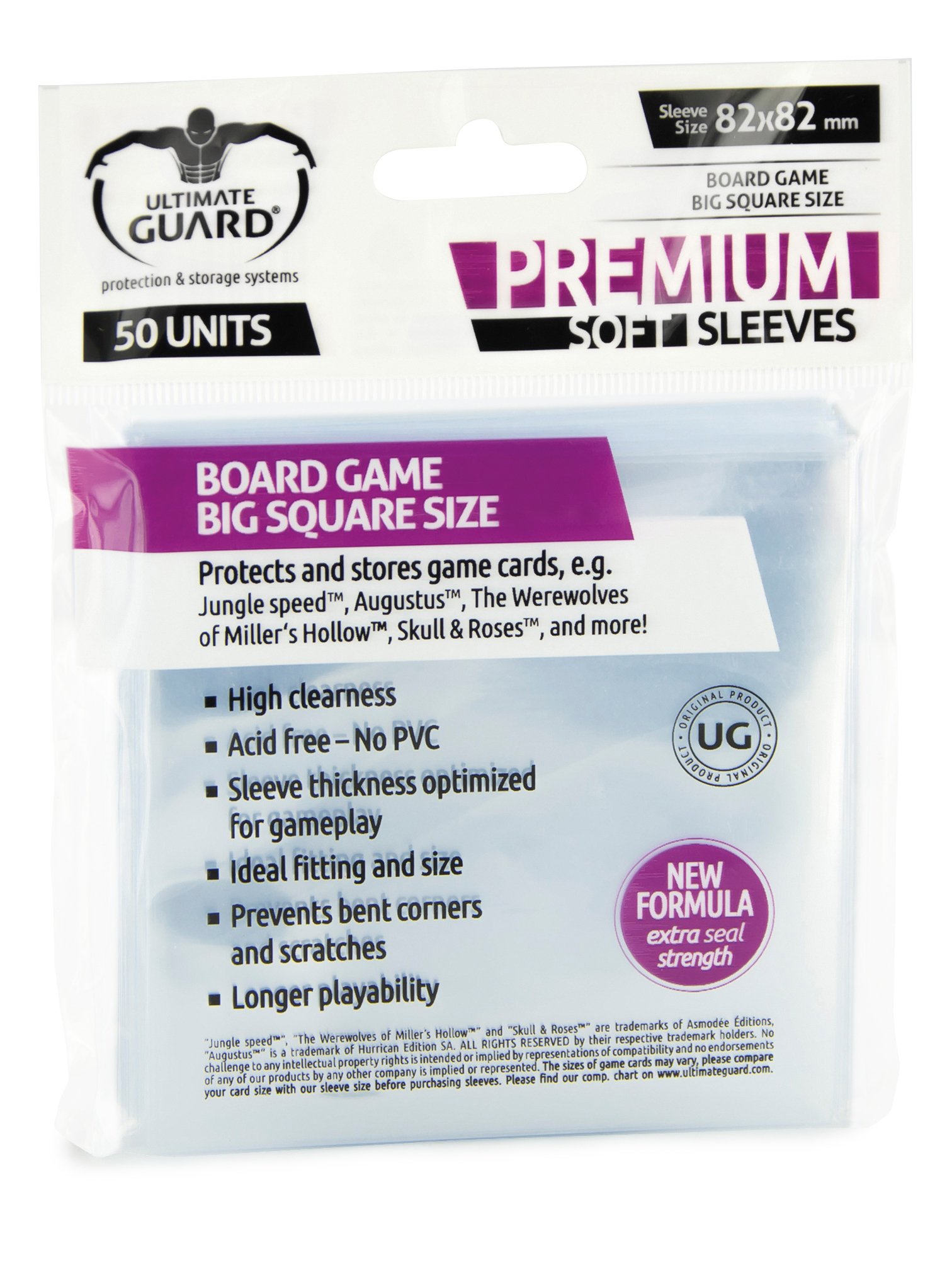 Ultimate Guard "Big Square Premium Soft Sleeves for Board Game Cards (Transparent)